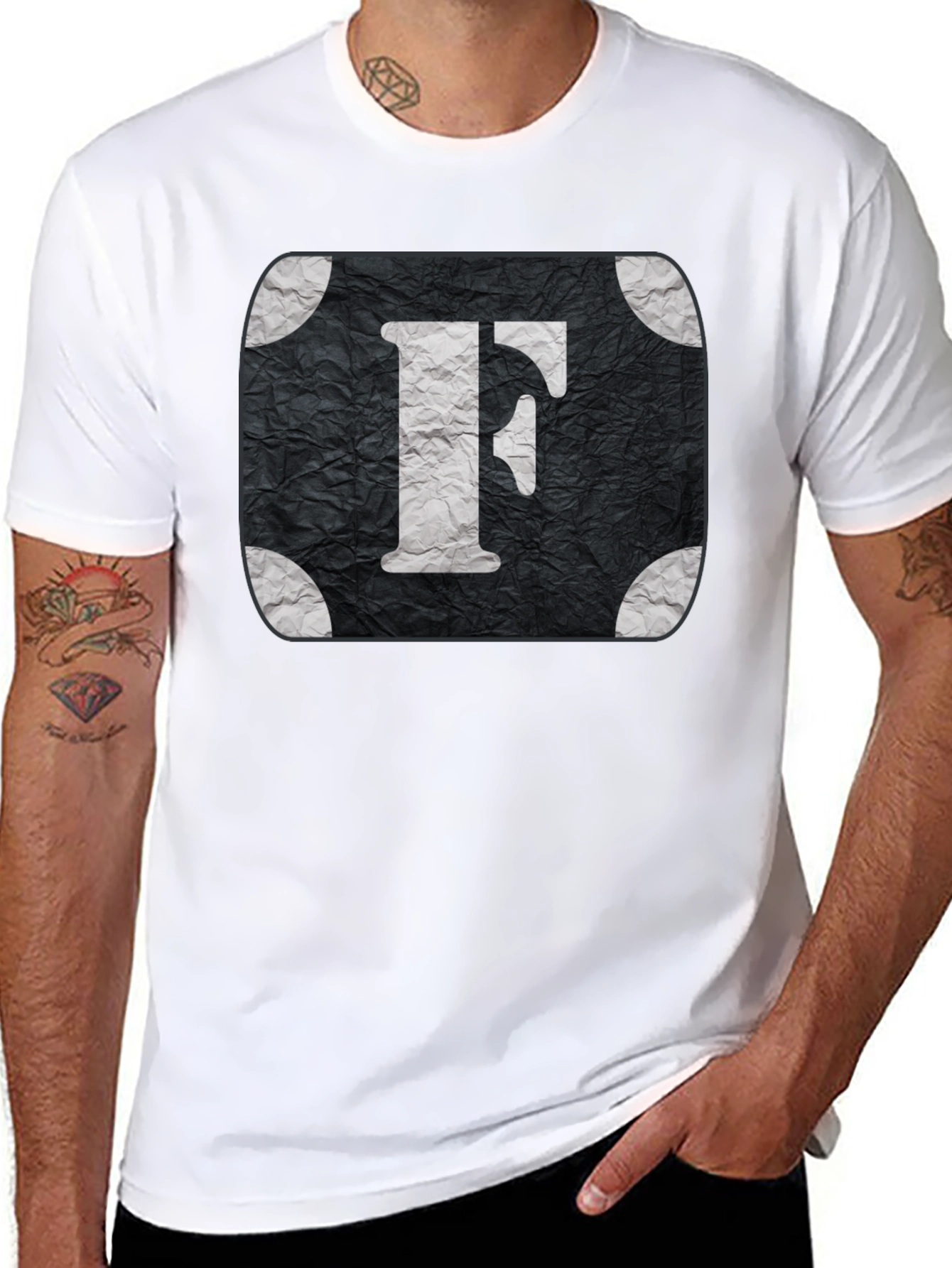 Black Letter F Graphic Tee - Black Cotton Blend view 8