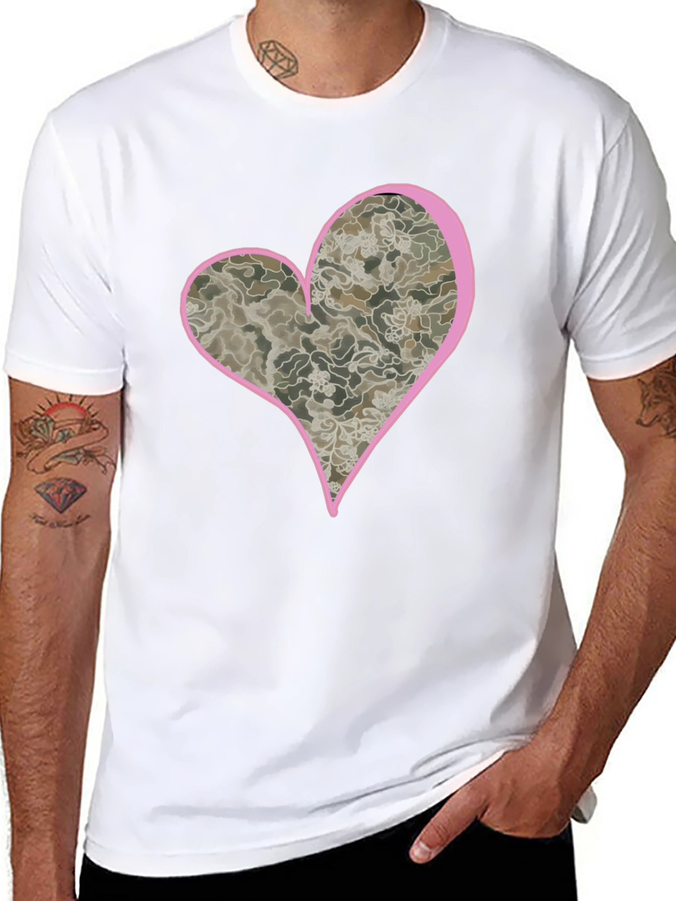 Black Heart Camo Tee - Unique Graphic T-Shirt view 8