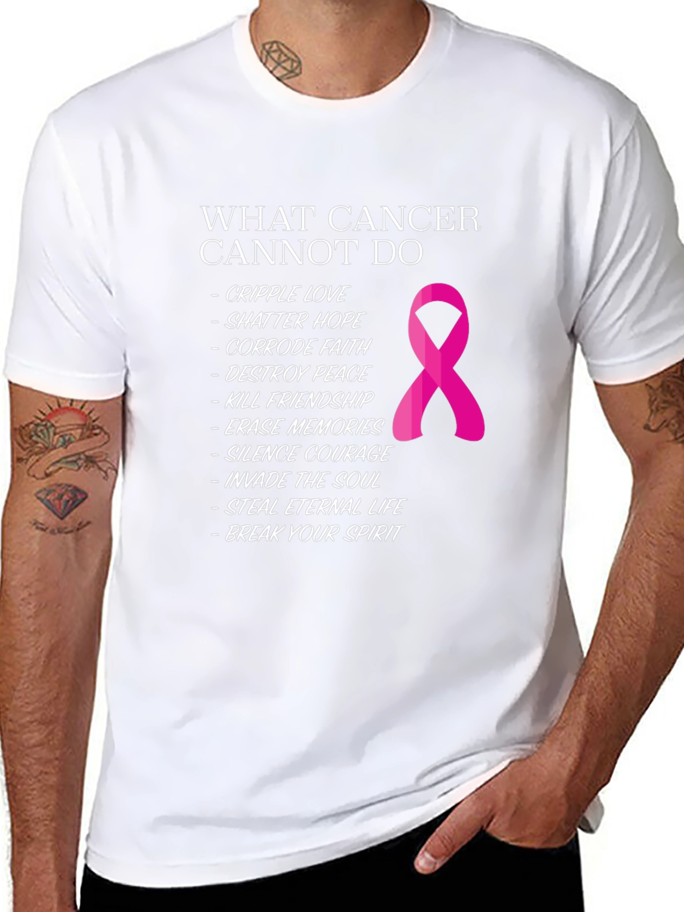 Black Cancer Awareness T-Shirt: What Cancer Cannot Do view 8