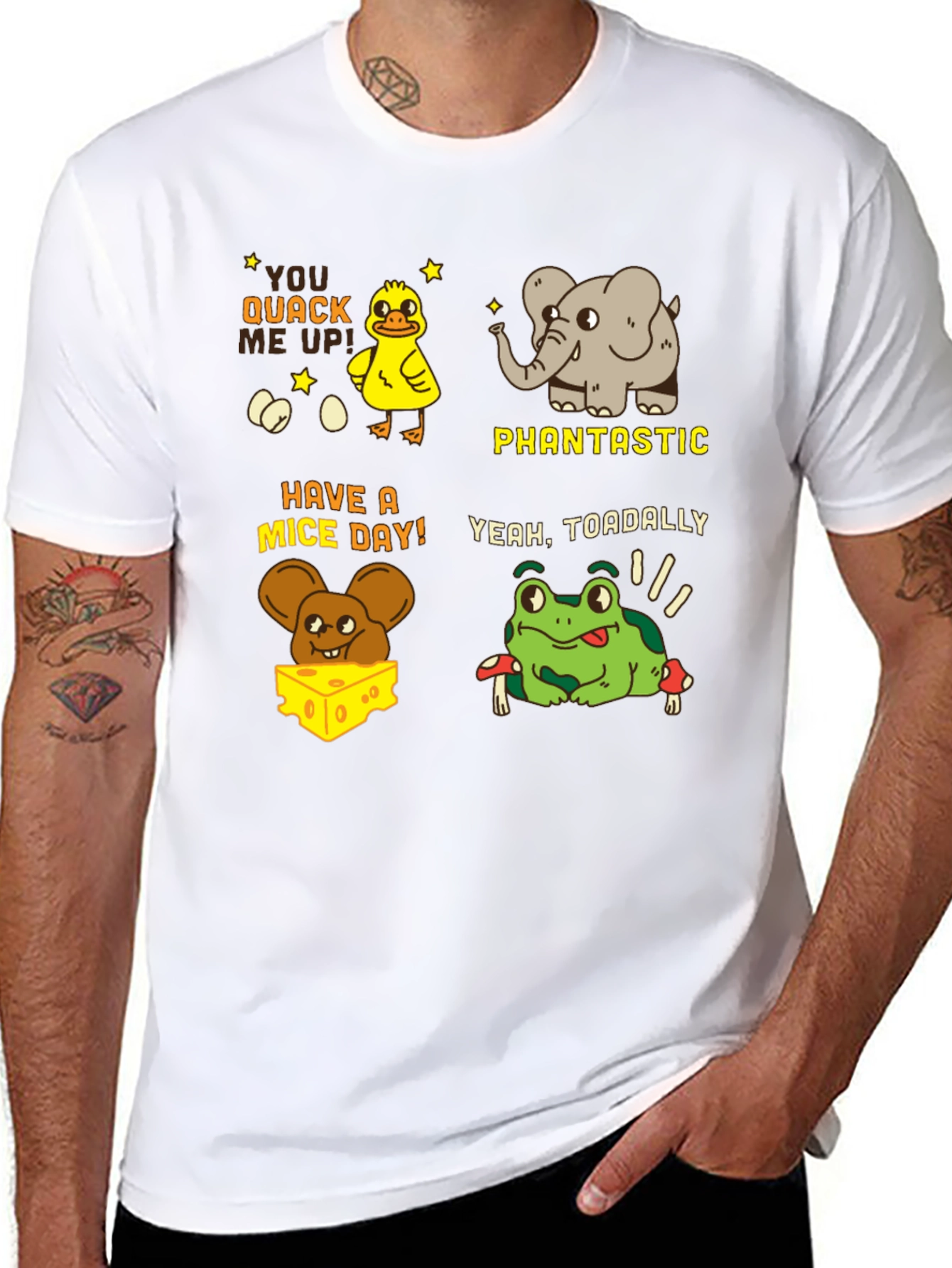 Black Pun-tastic Animal Tee: Quack Me Up, Have a Mice Day! view 8