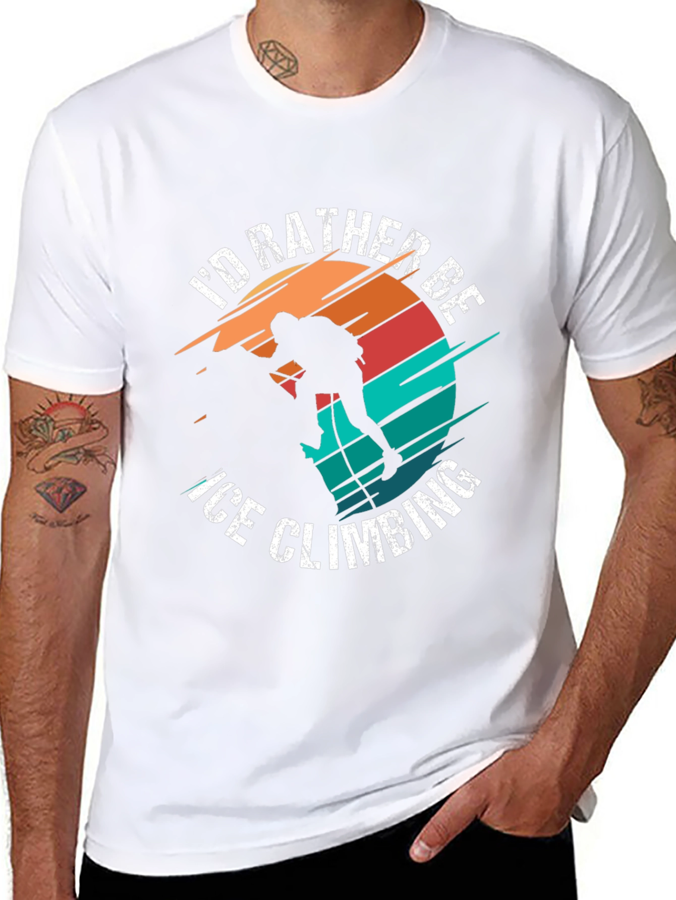 Black Ice Climbing Graphic T-Shirt for Adventurers view 8