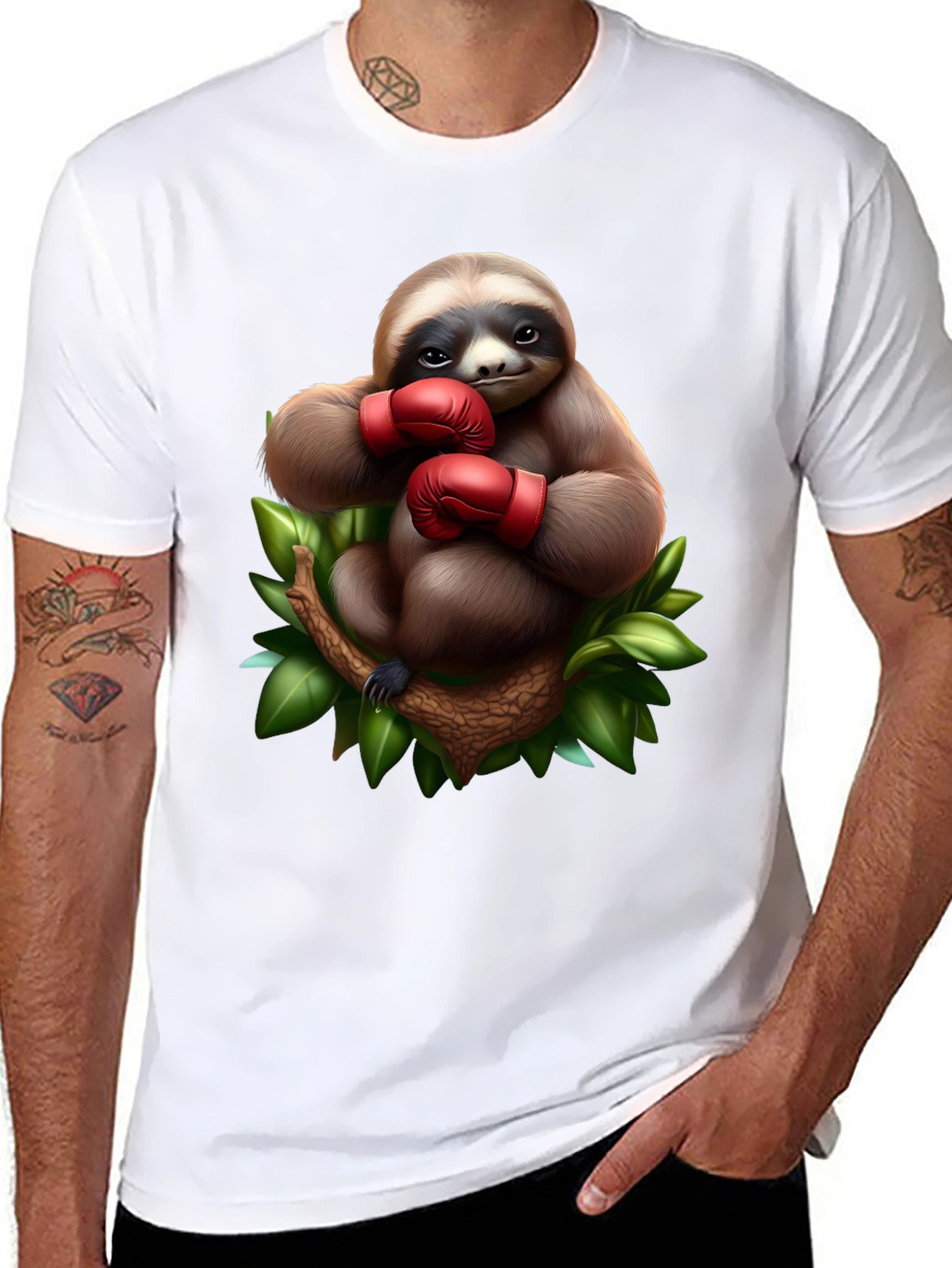 Black Sloth Boxer Graphic T-Shirt view 8