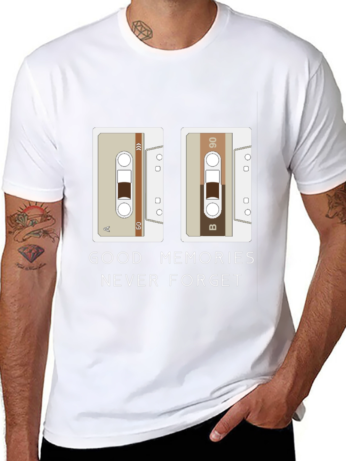 Black Retro Cassette Tape Graphic T-Shirt: Good Memories Tee view 8