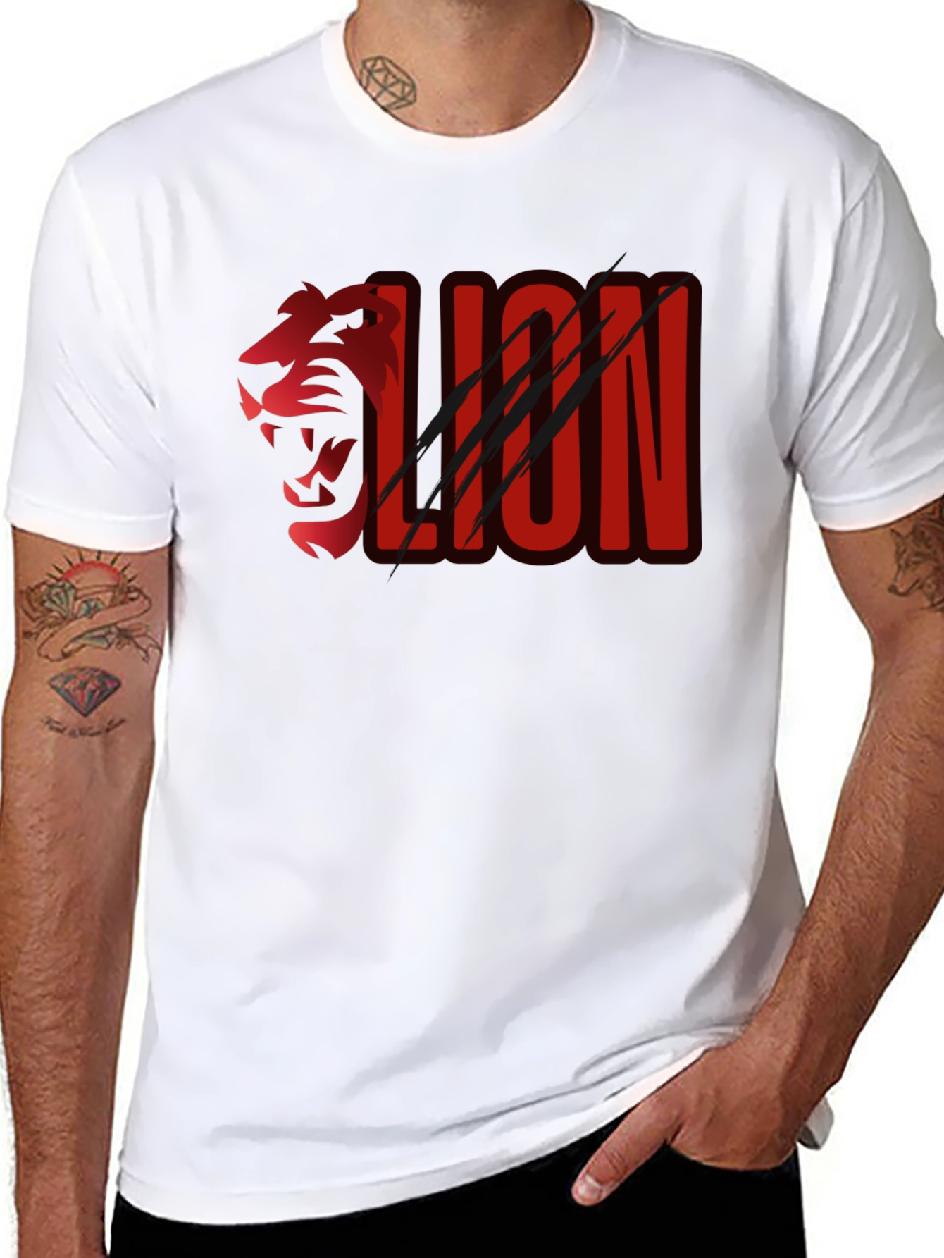 Black Lion Graphic Print Black T-Shirt view 8