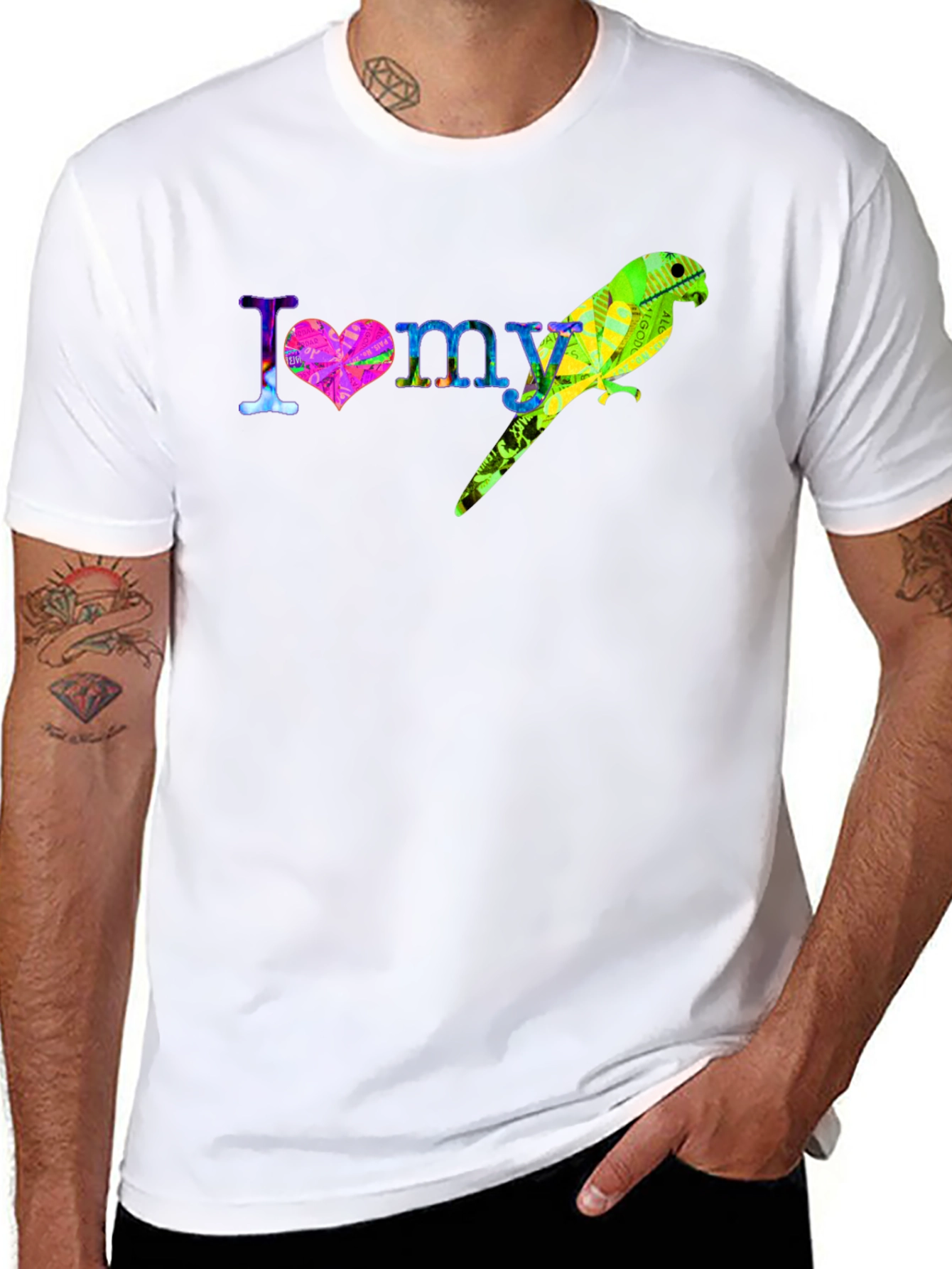 Black I Love My Parrot T-Shirt Colorful Bird Tee view 8