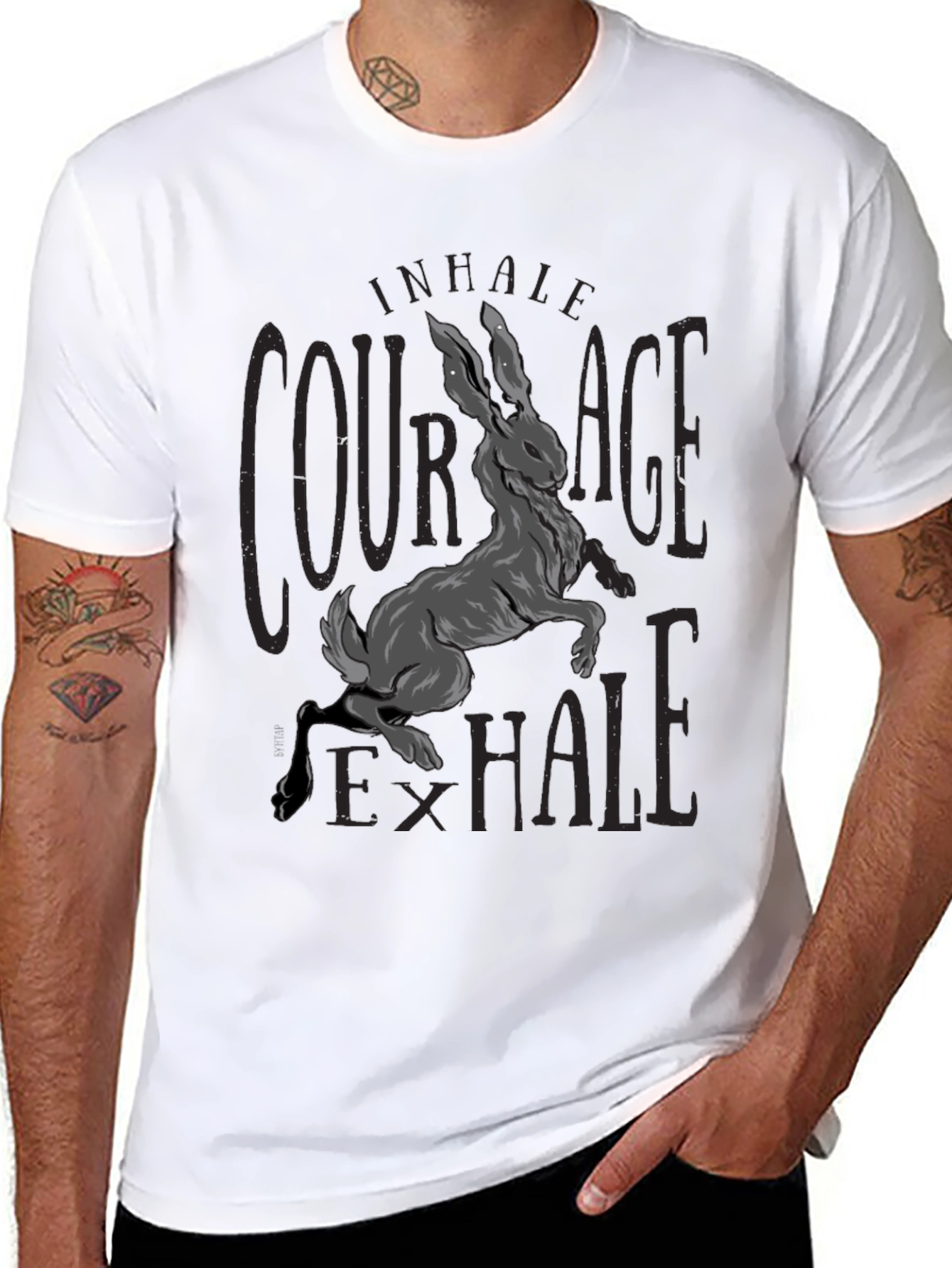 Black Courage Hare Graphic Tee - Inhale Exhale view 8