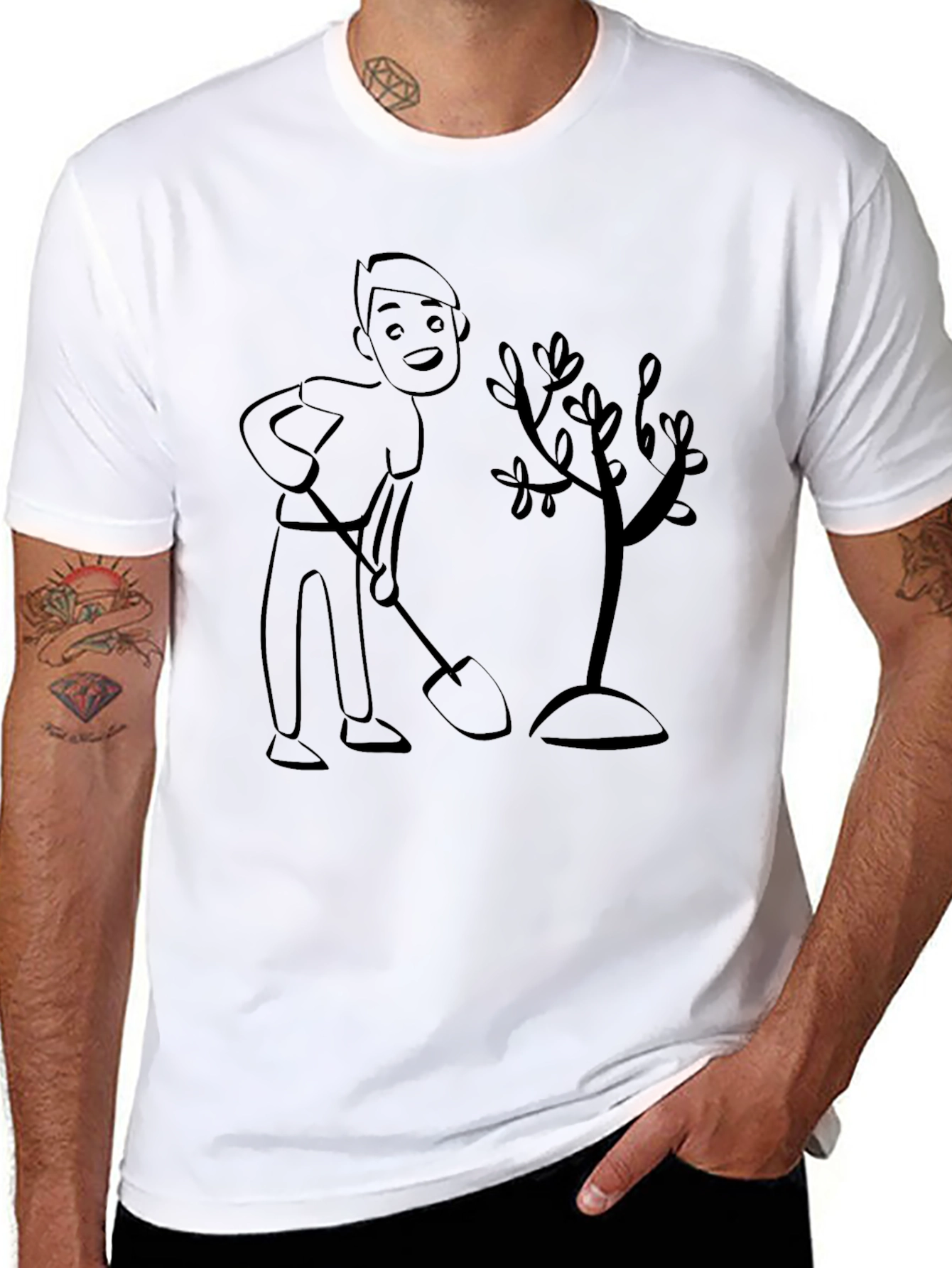 Black Tree Planting T-Shirt - Gardener Gift view 8