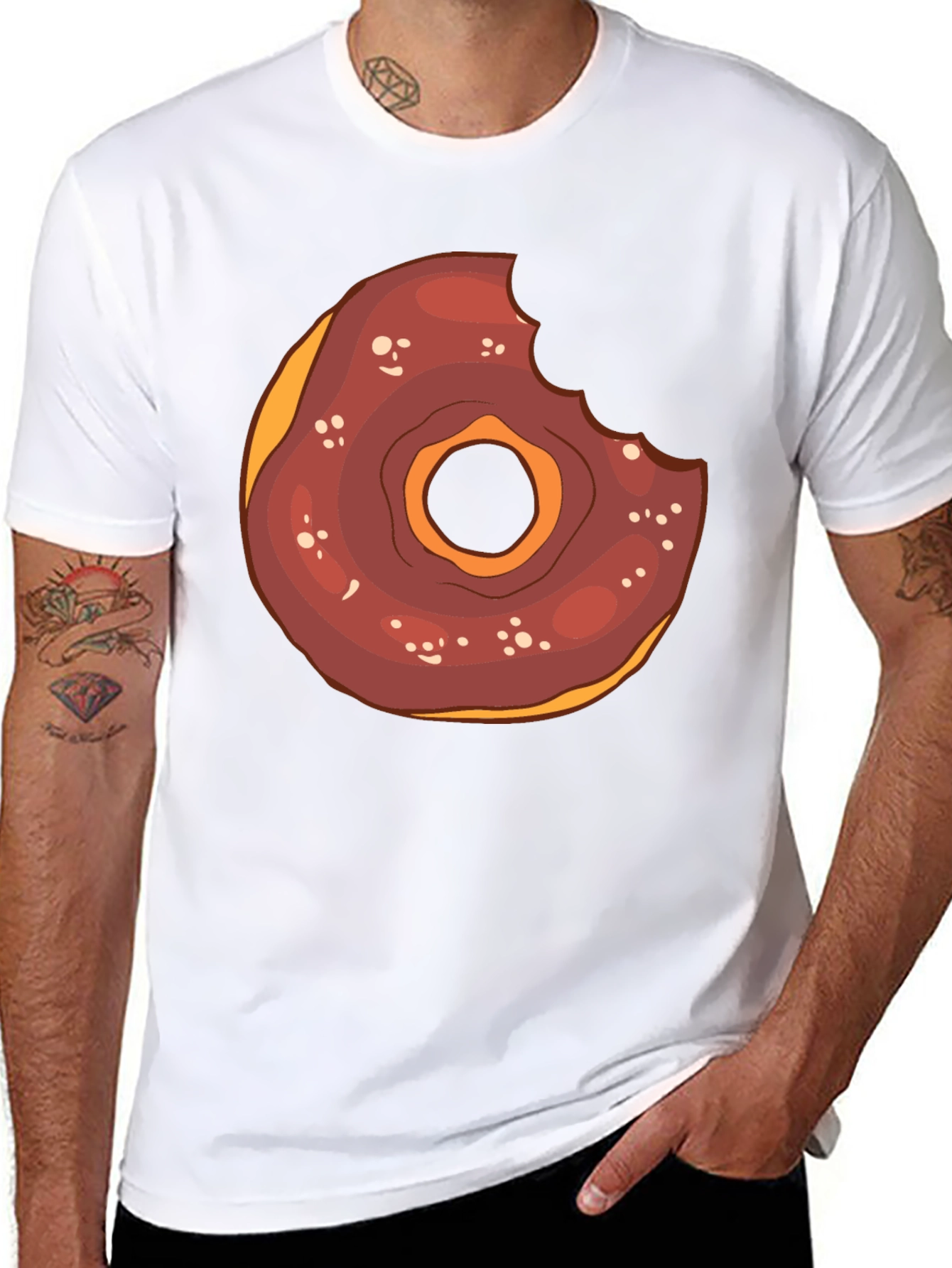 Black Donut Graphic Tee - Funny Dessert T-Shirt view 8
