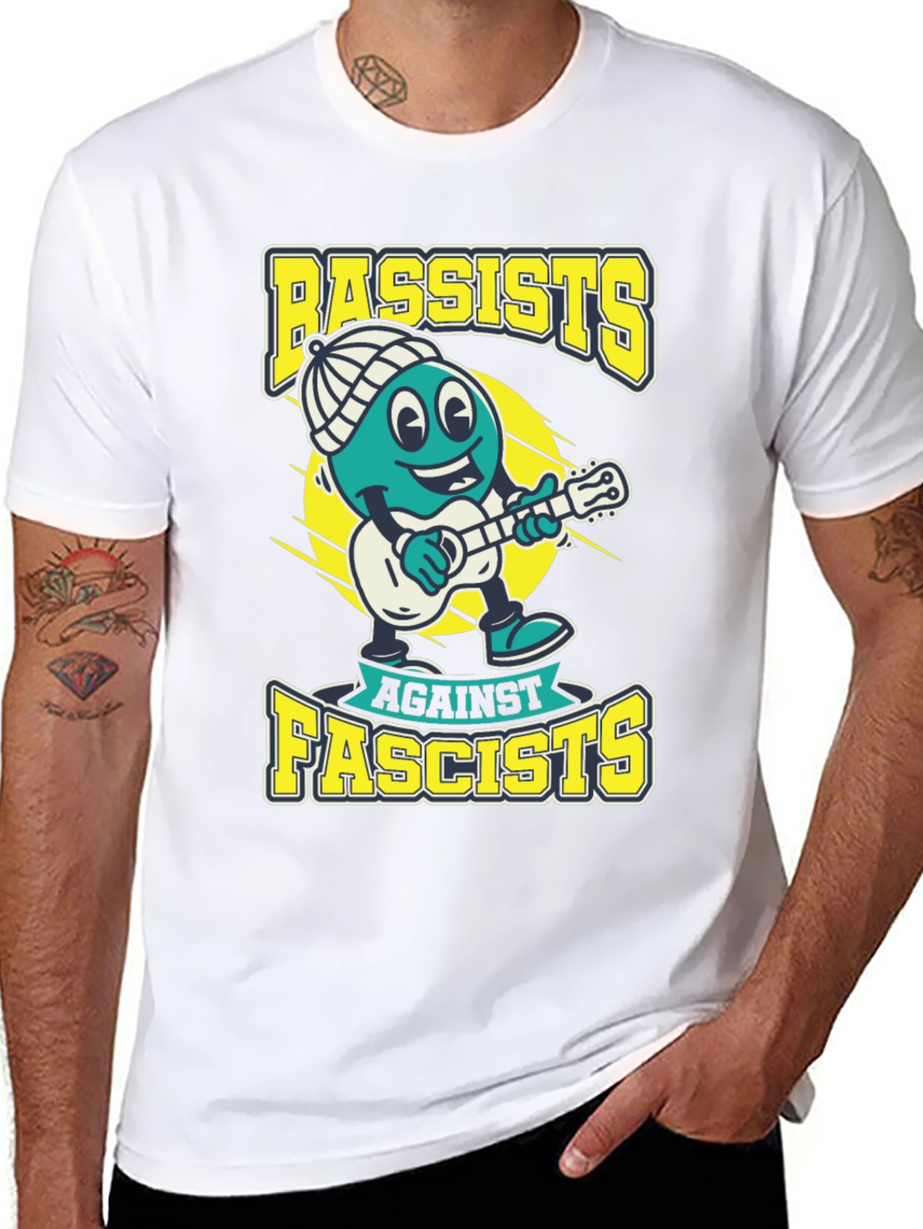 Black Bassists Against Fascists Graphic Tee - Political Statement T-Shirt view 8