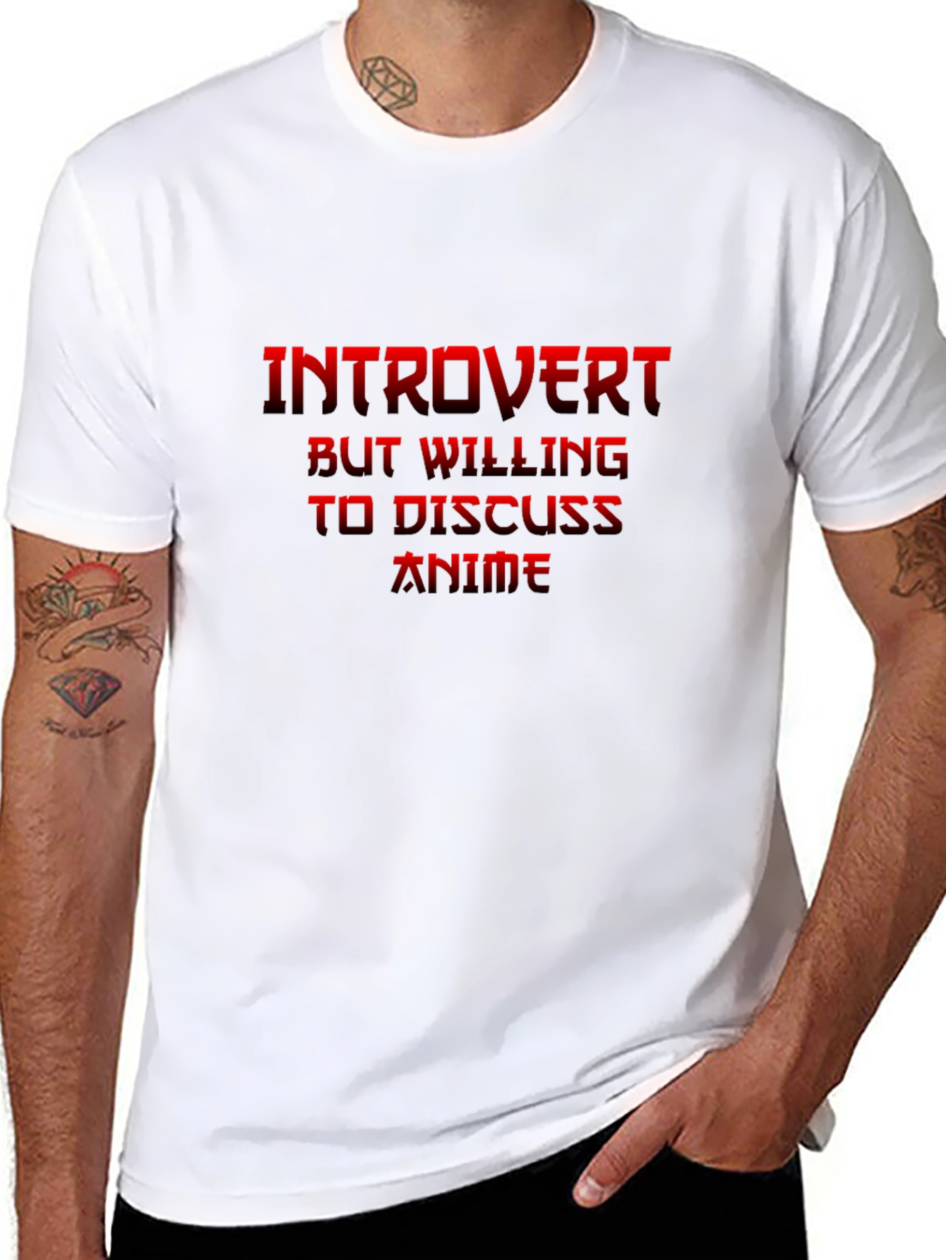 Black Introvert Anime Fan Black T-Shirt view 8