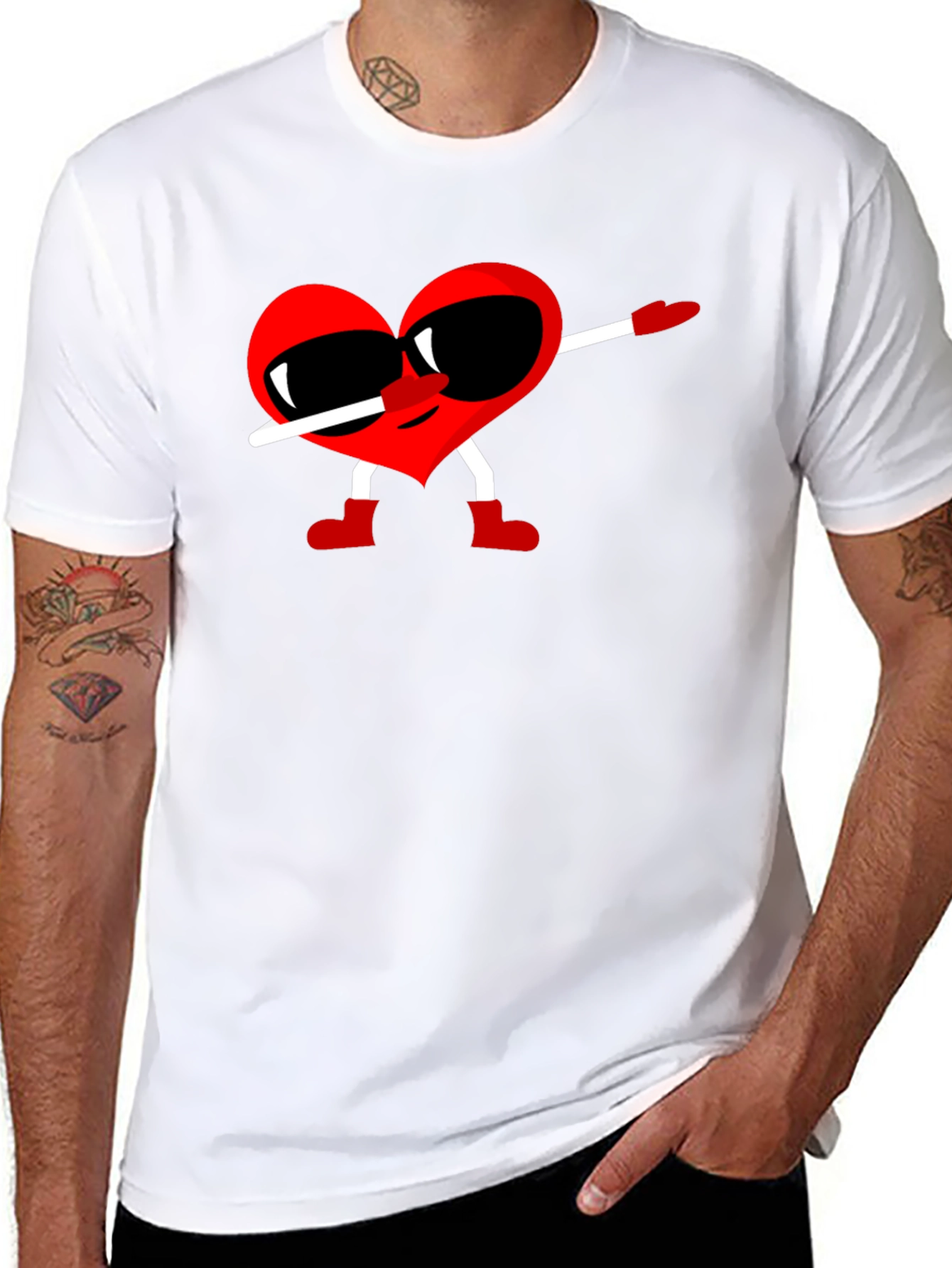 Black Heart Dabbing Graphic Tee - Black Cotton T-Shirt view 8