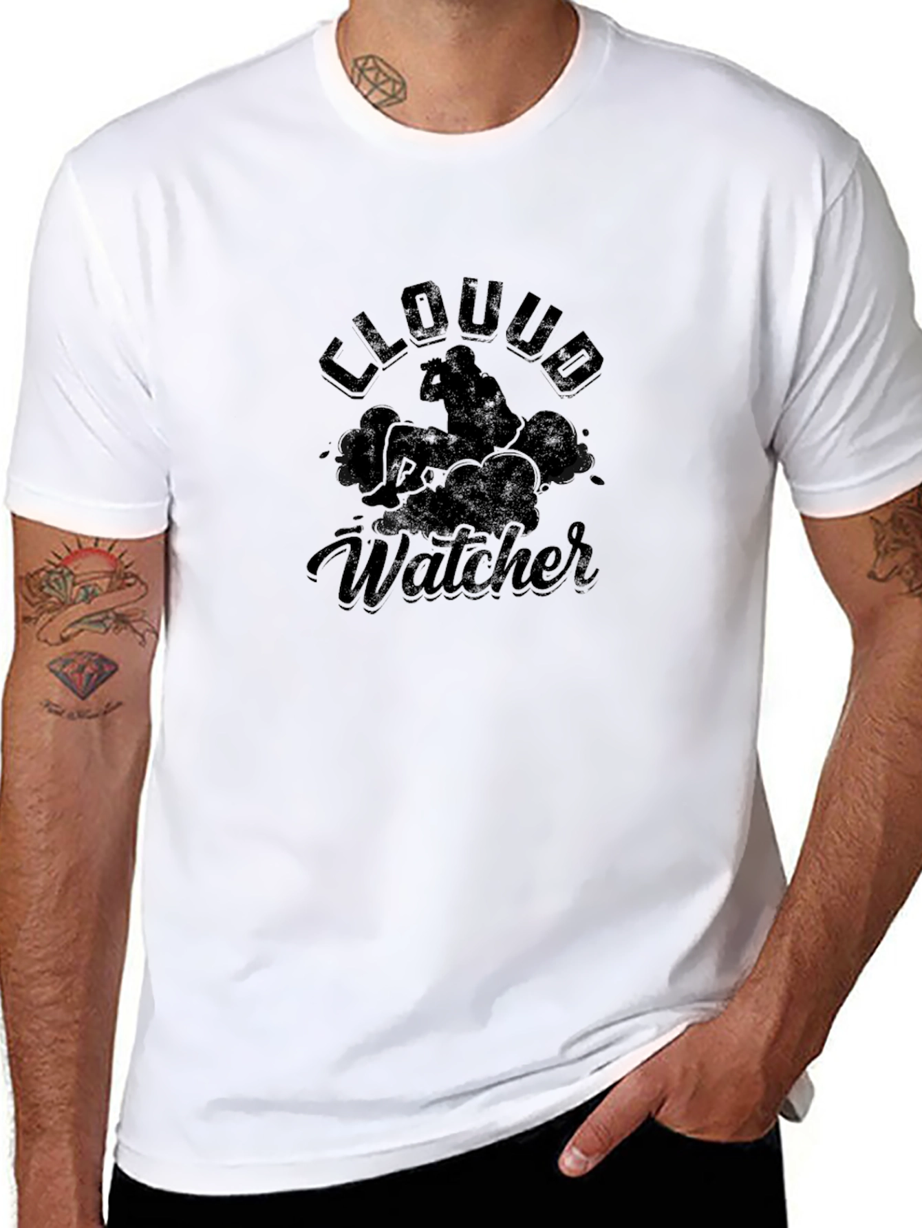 Black Cloud Watcher Graphic T-Shirt view 8