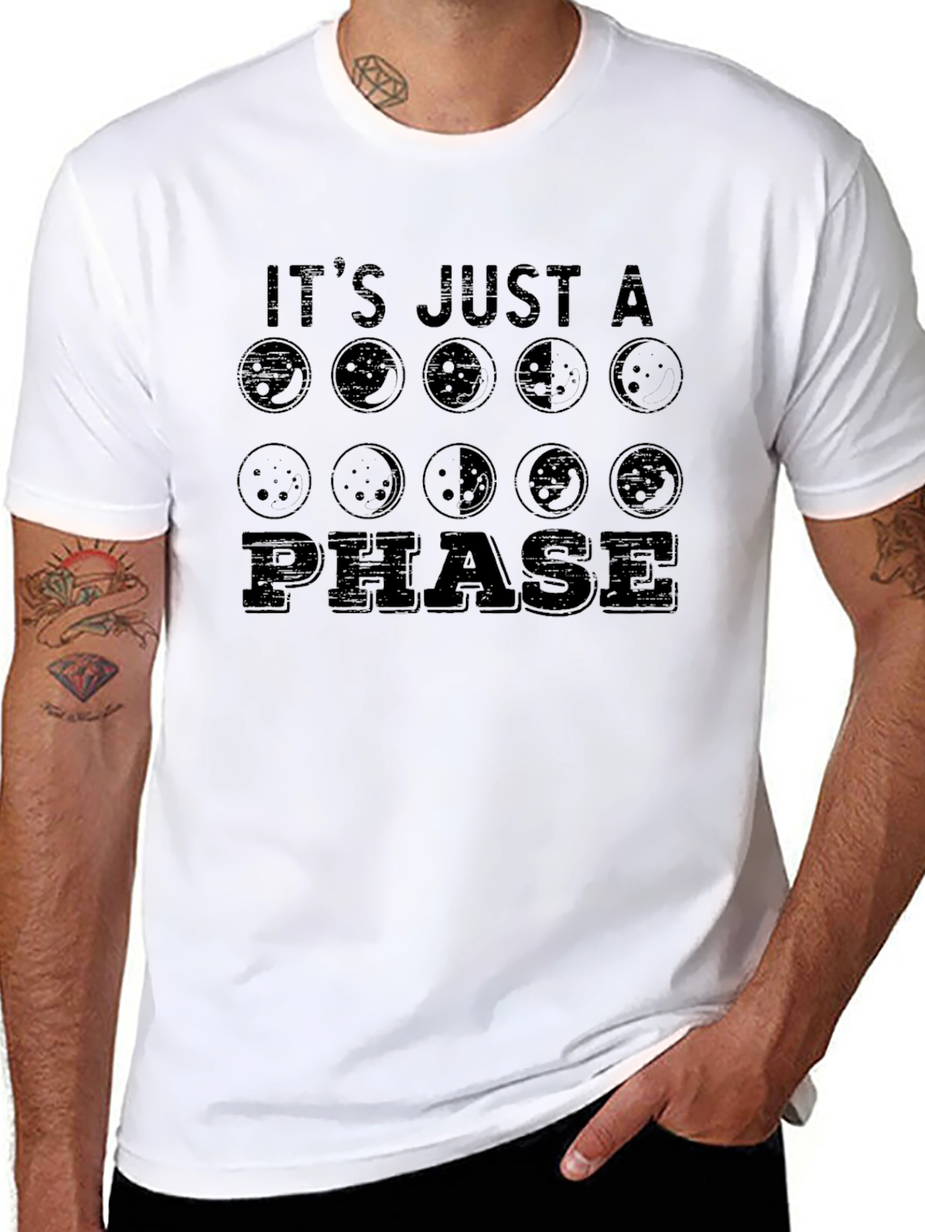 Black It's Just a Phase Moon T-Shirt view 8