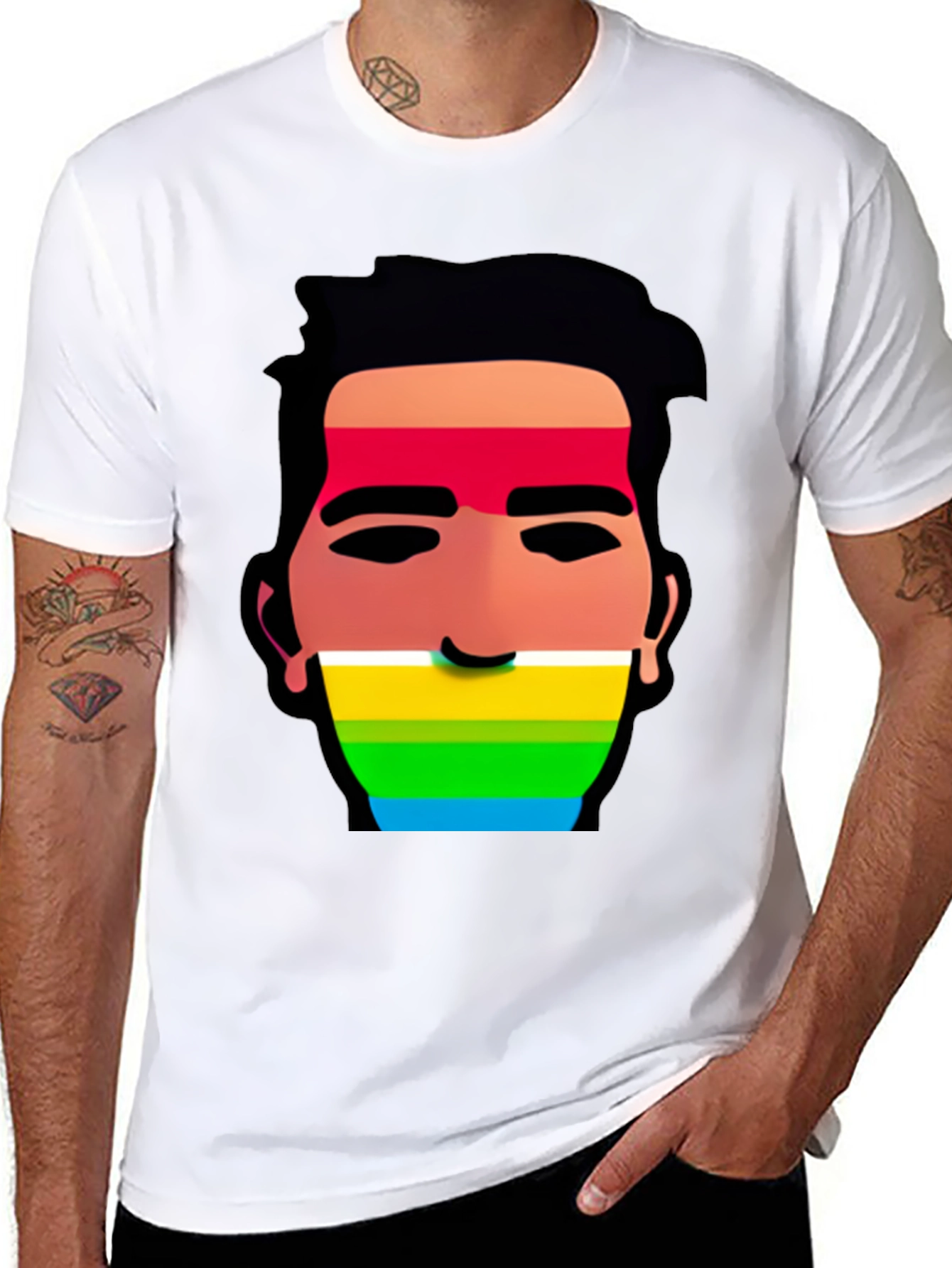 Black Rainbow Face Graphic Tee view 8