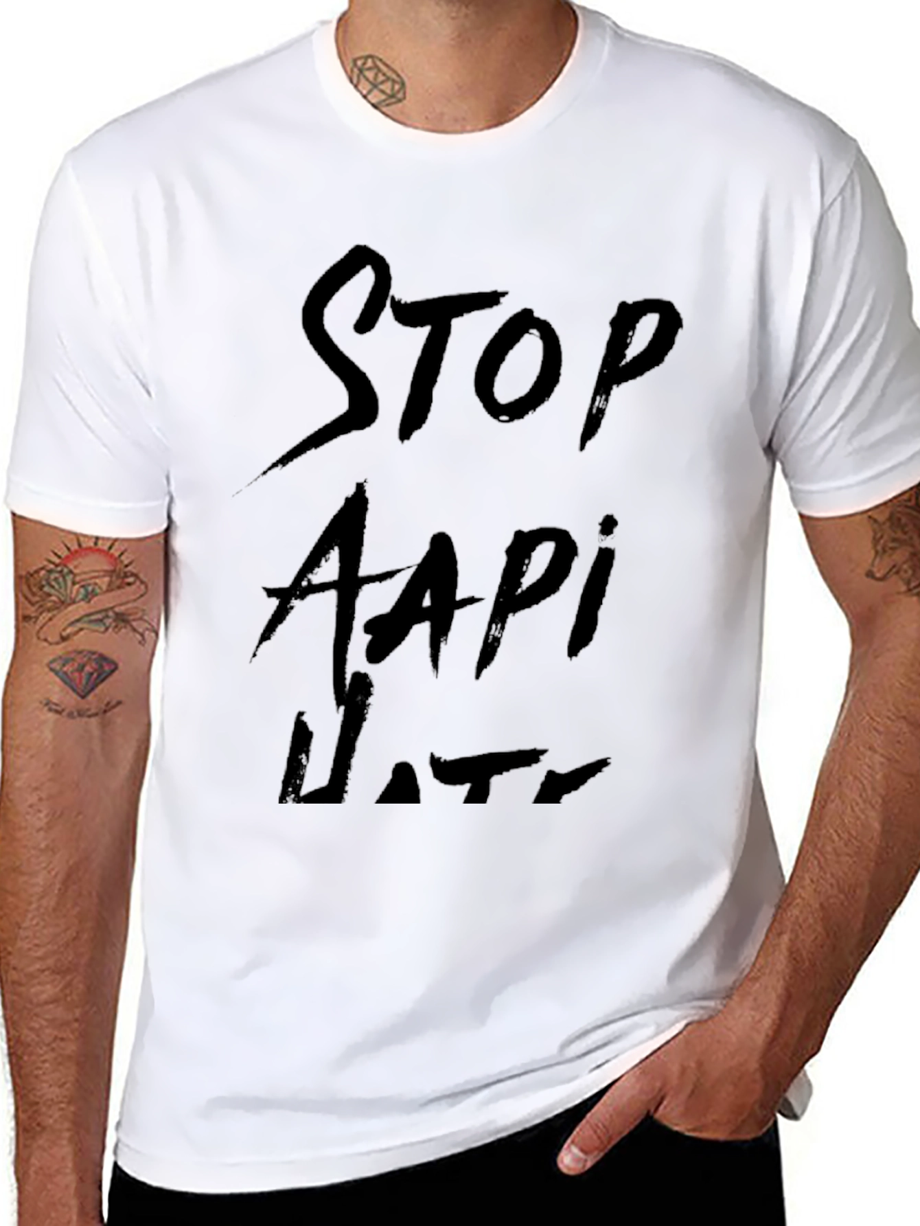 Black Stop AAPI Hate Black T-Shirt view 8