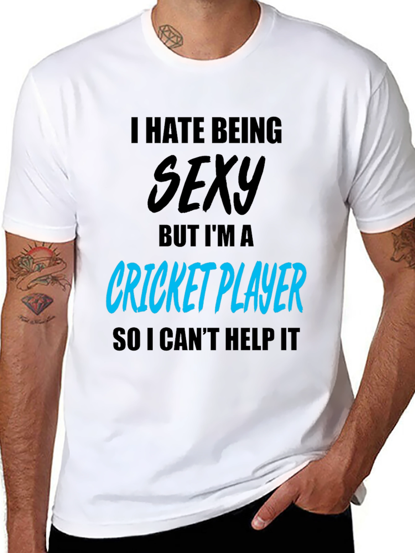 Black Funny Cricket Player Graphic T-Shirt view 8