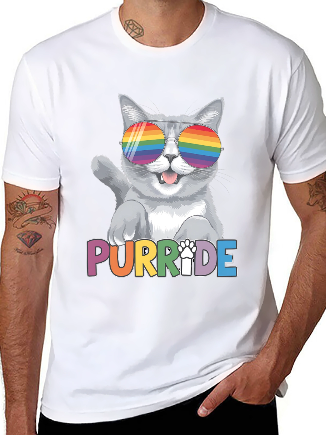 Black Purr-ide Cat T-Shirt view 8