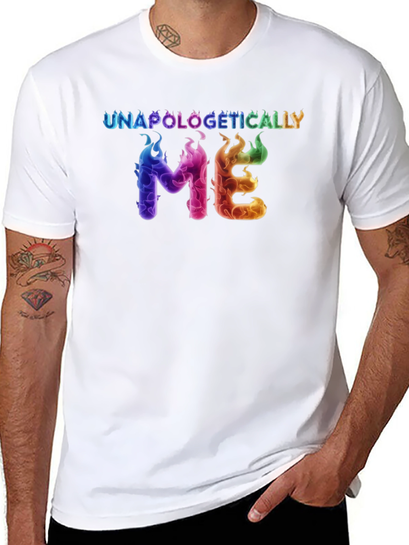 Black Unapologetically Me Rainbow Flame Graphic Tee view 8