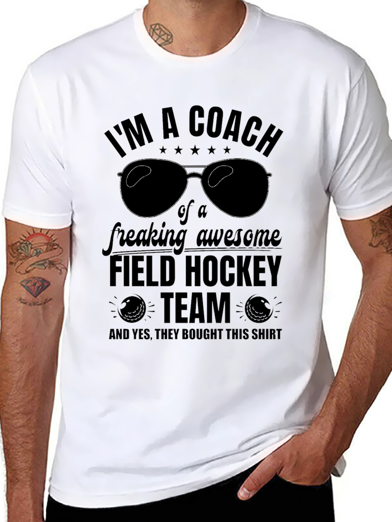 Black Field Hockey Coach T-Shirt: Awesome Team Tee view 8