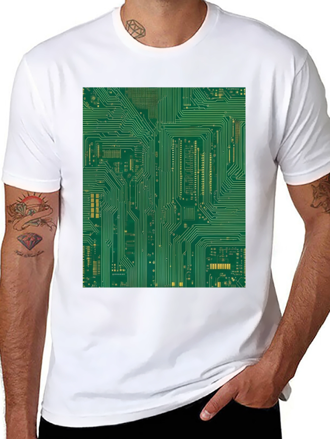 Black Circuit Board Graphic Tee - Black view 8