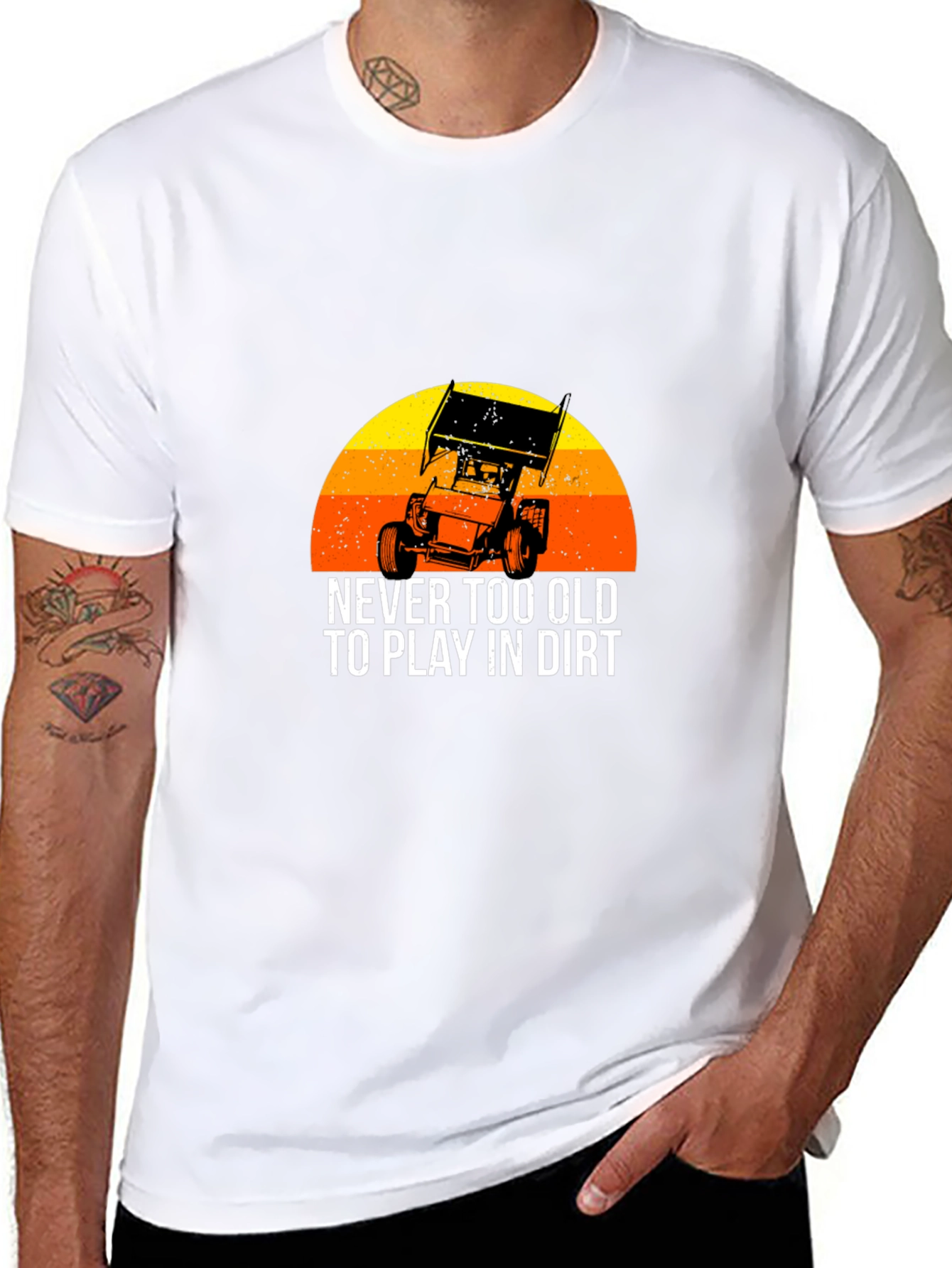 Black Dirt Track Racing T-Shirt - Never Too Old view 8