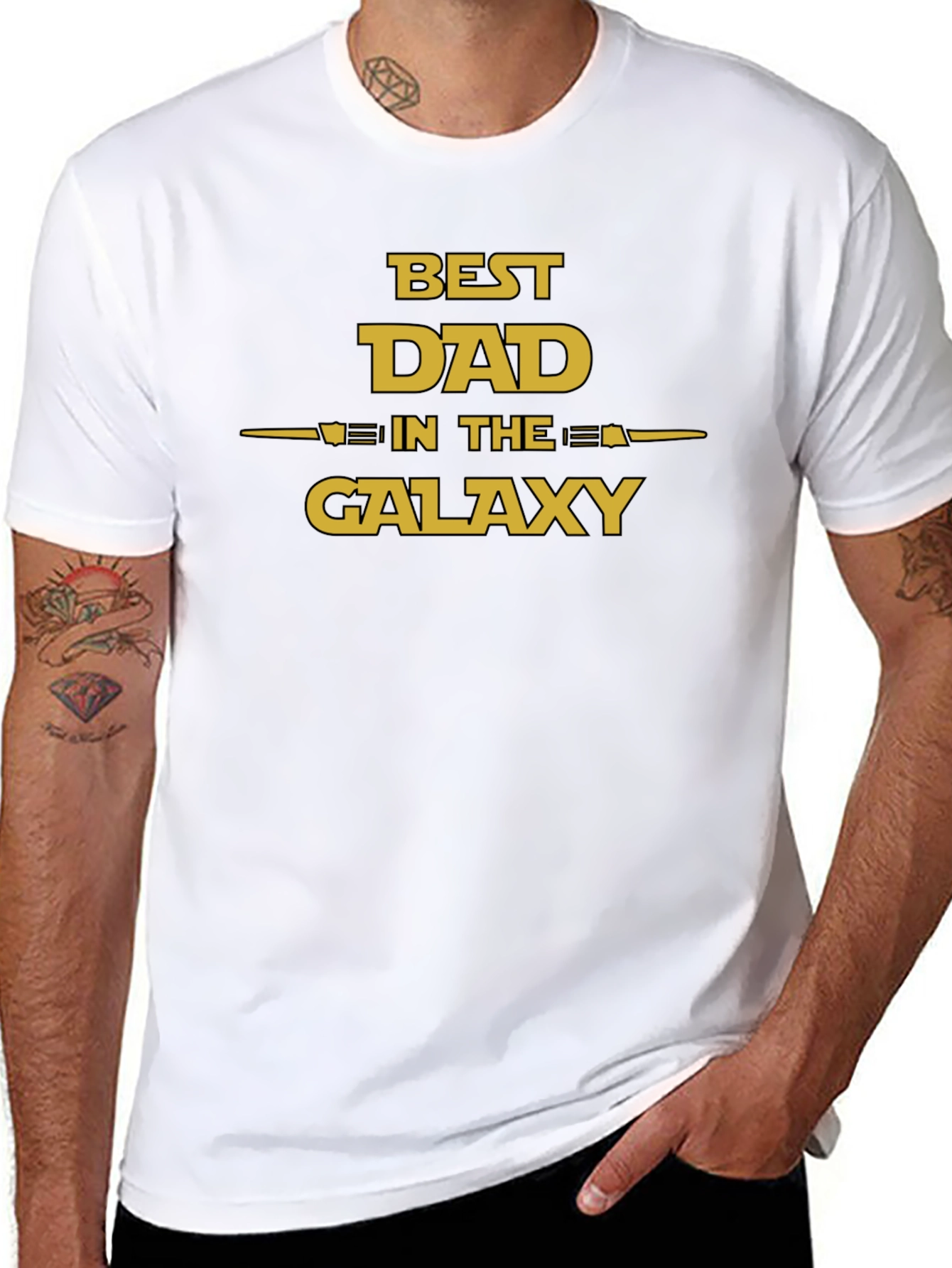 Black Best Dad in the Galaxy T-Shirt - Father's Day Gift view 8