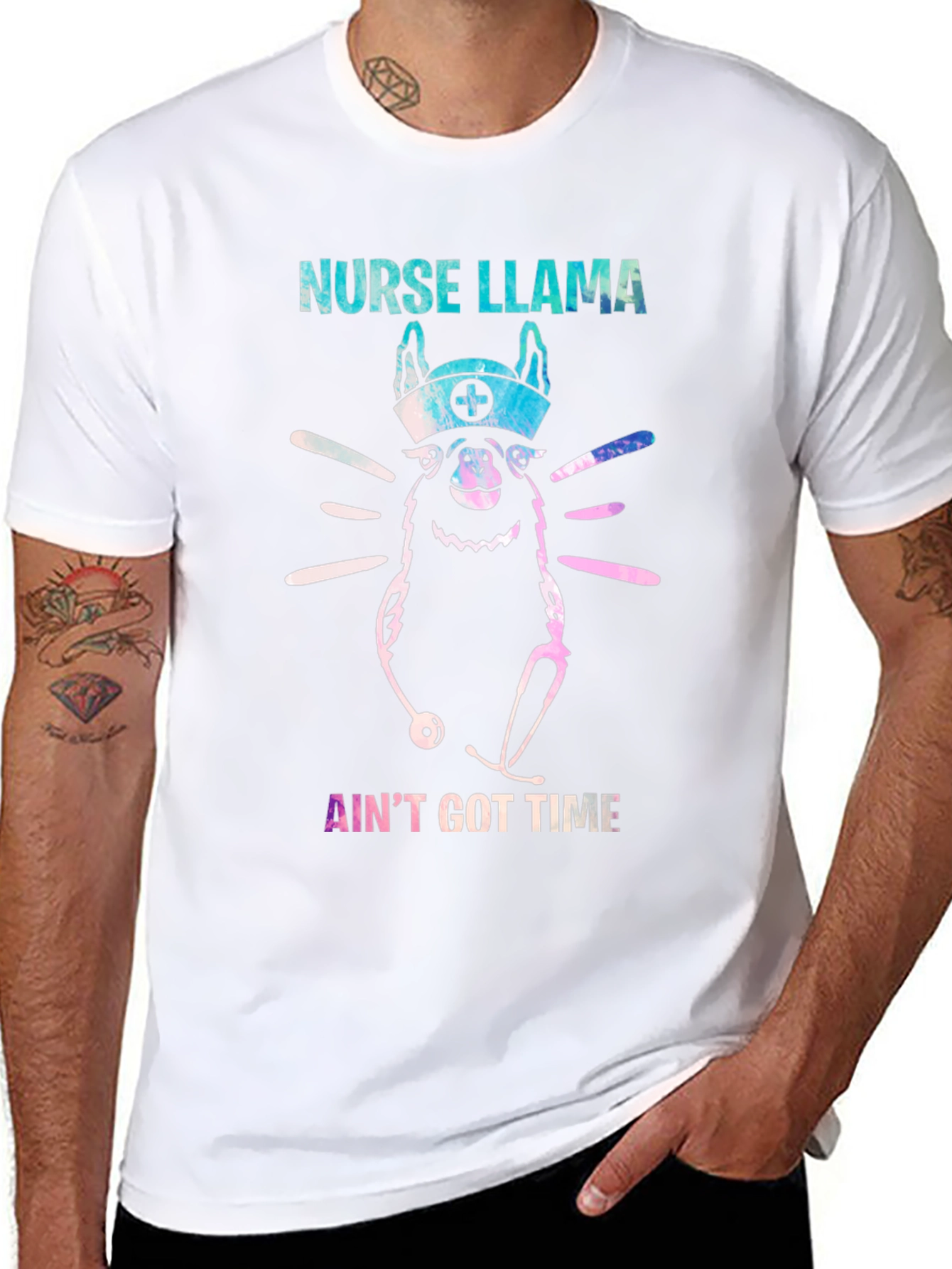 Black Nurse Llama T-Shirt - Ain't Got Time view 8
