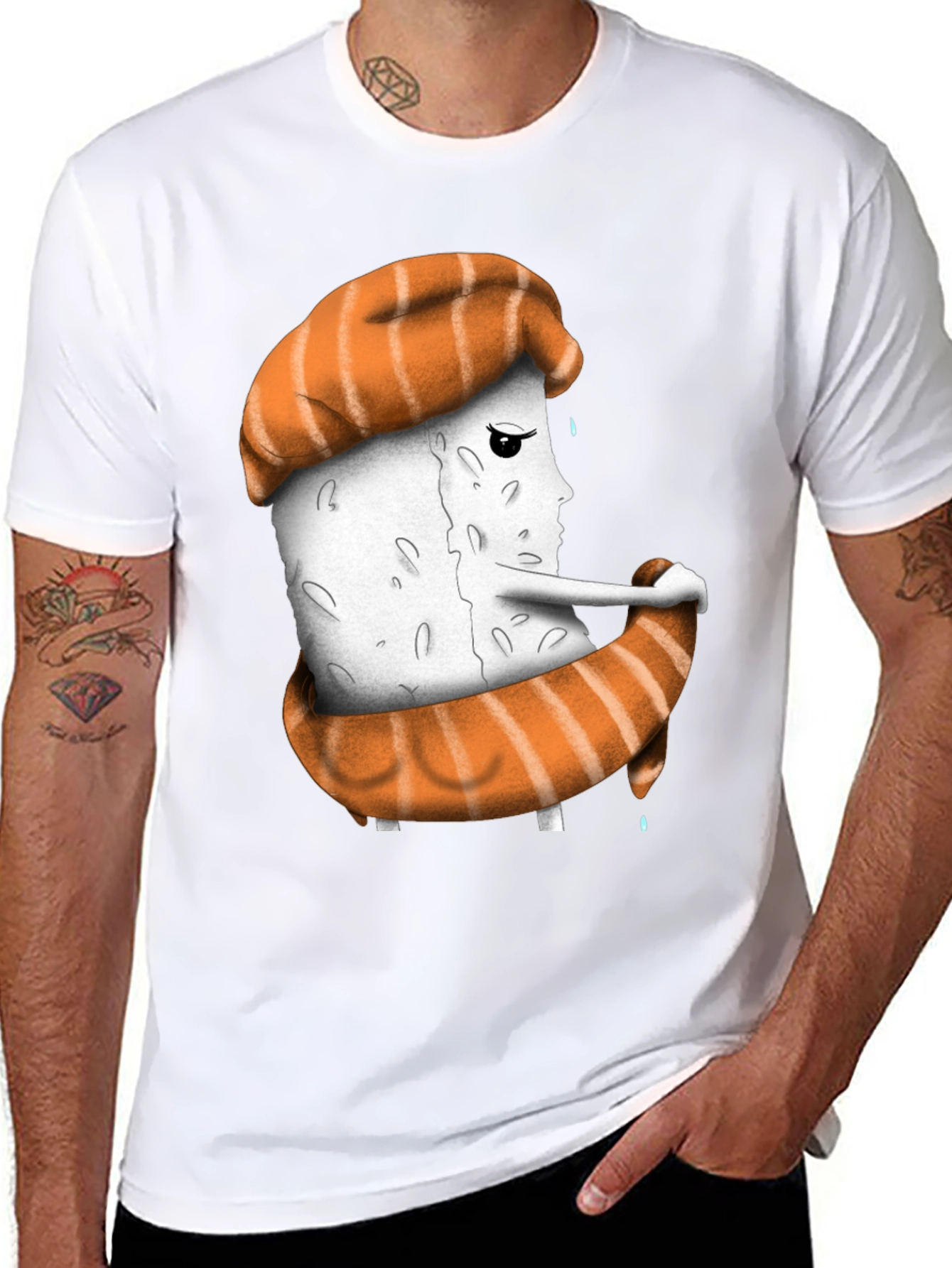 Black Sushi Sadness T-Shirt - Unique Graphic Tee view 8