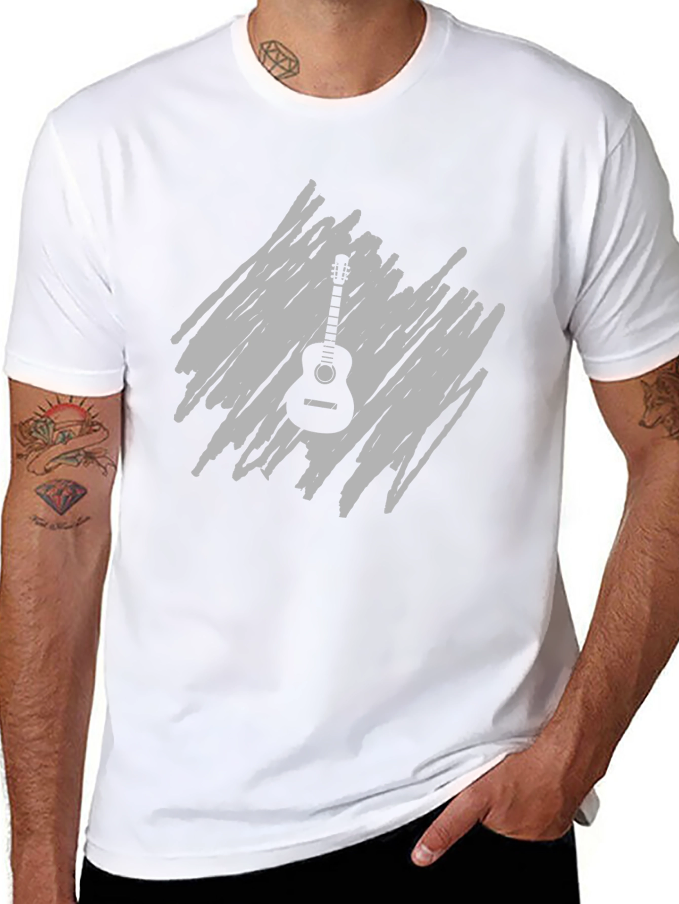 Black Guitar Graphic T-Shirt - Music Lover's Tee view 8