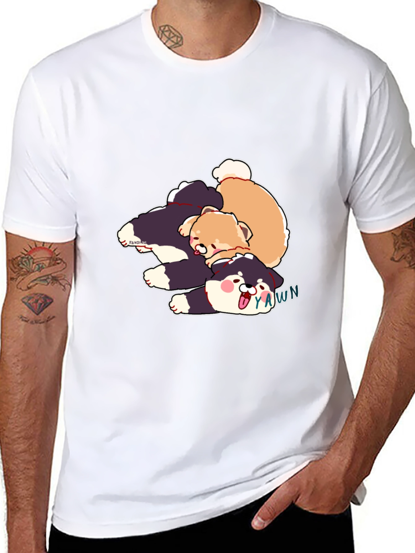 Black Cartoon Dog Pile Black T-Shirt view 8