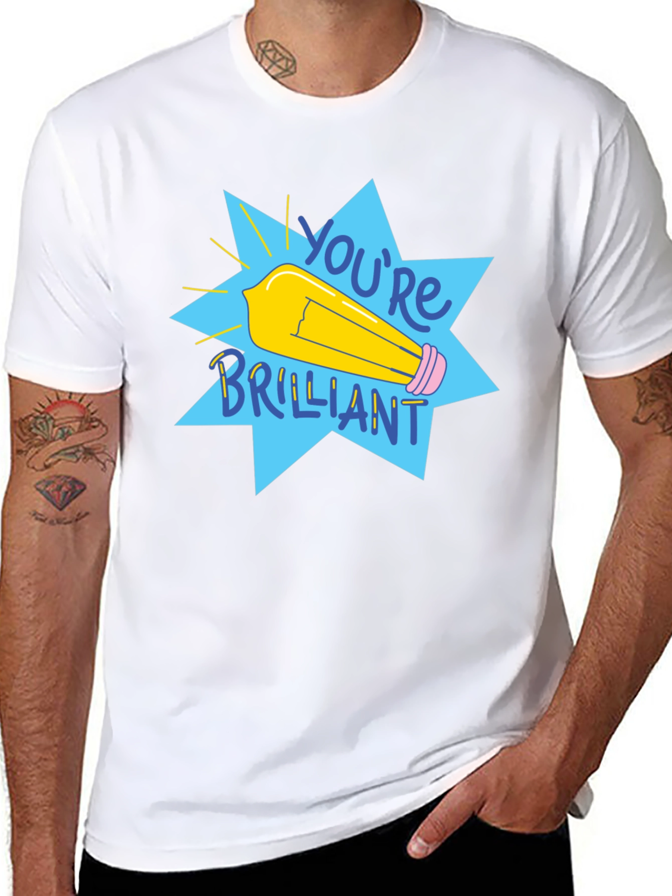 Black You're Brilliant Graphic Tee - Black Cotton T-Shirt view 8