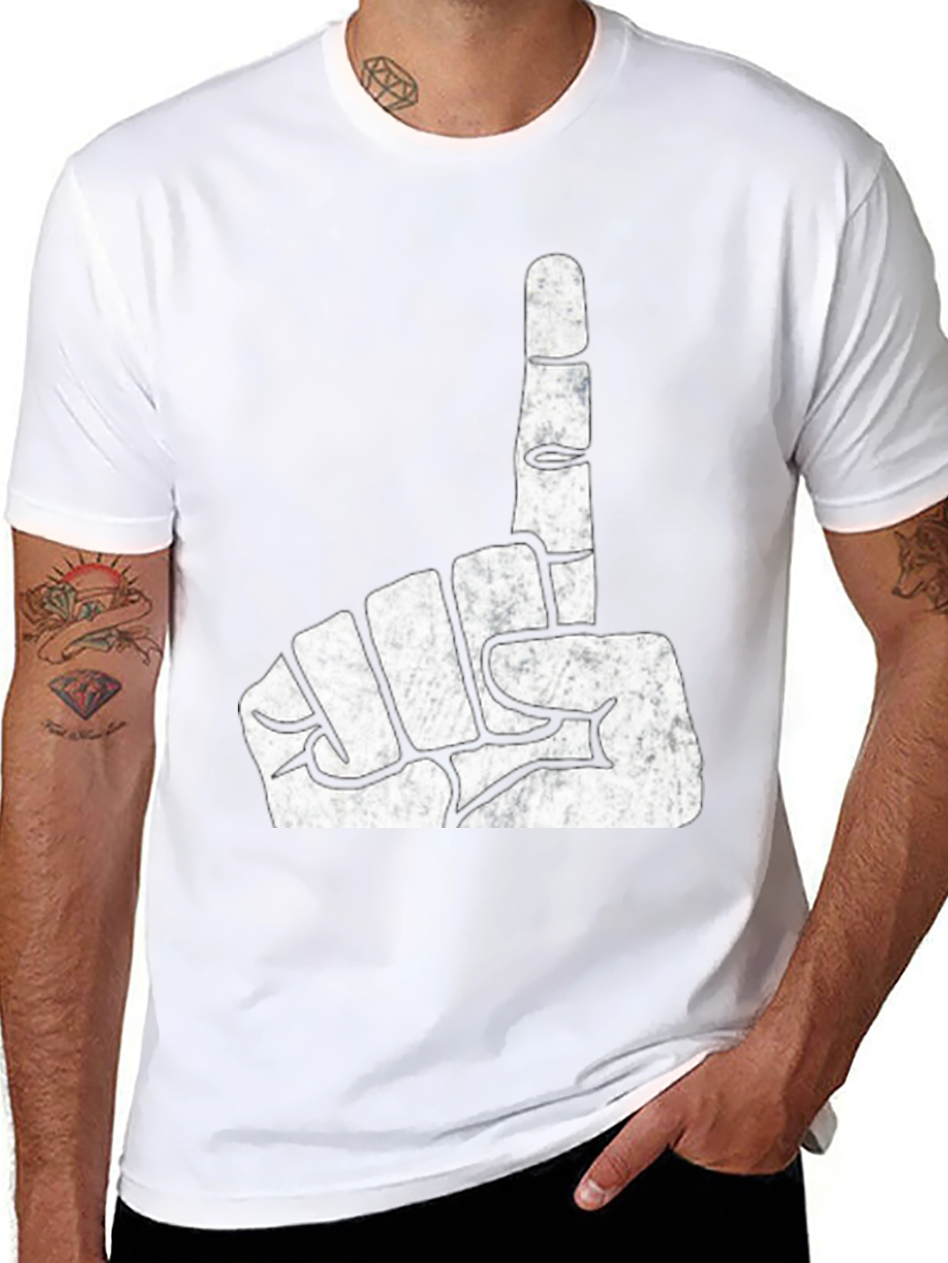 Black One Finger Gesture Graphic T-Shirt view 8