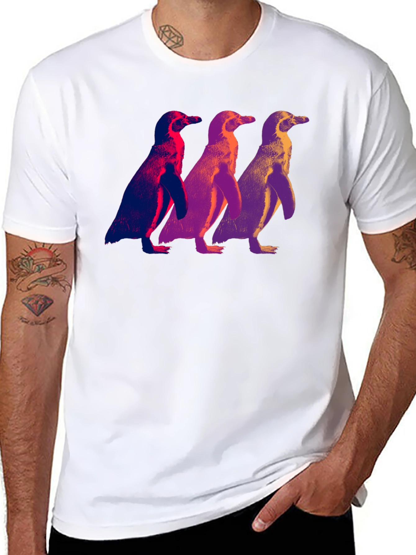 Black Cool Penguin Trio Graphic Tee view 8