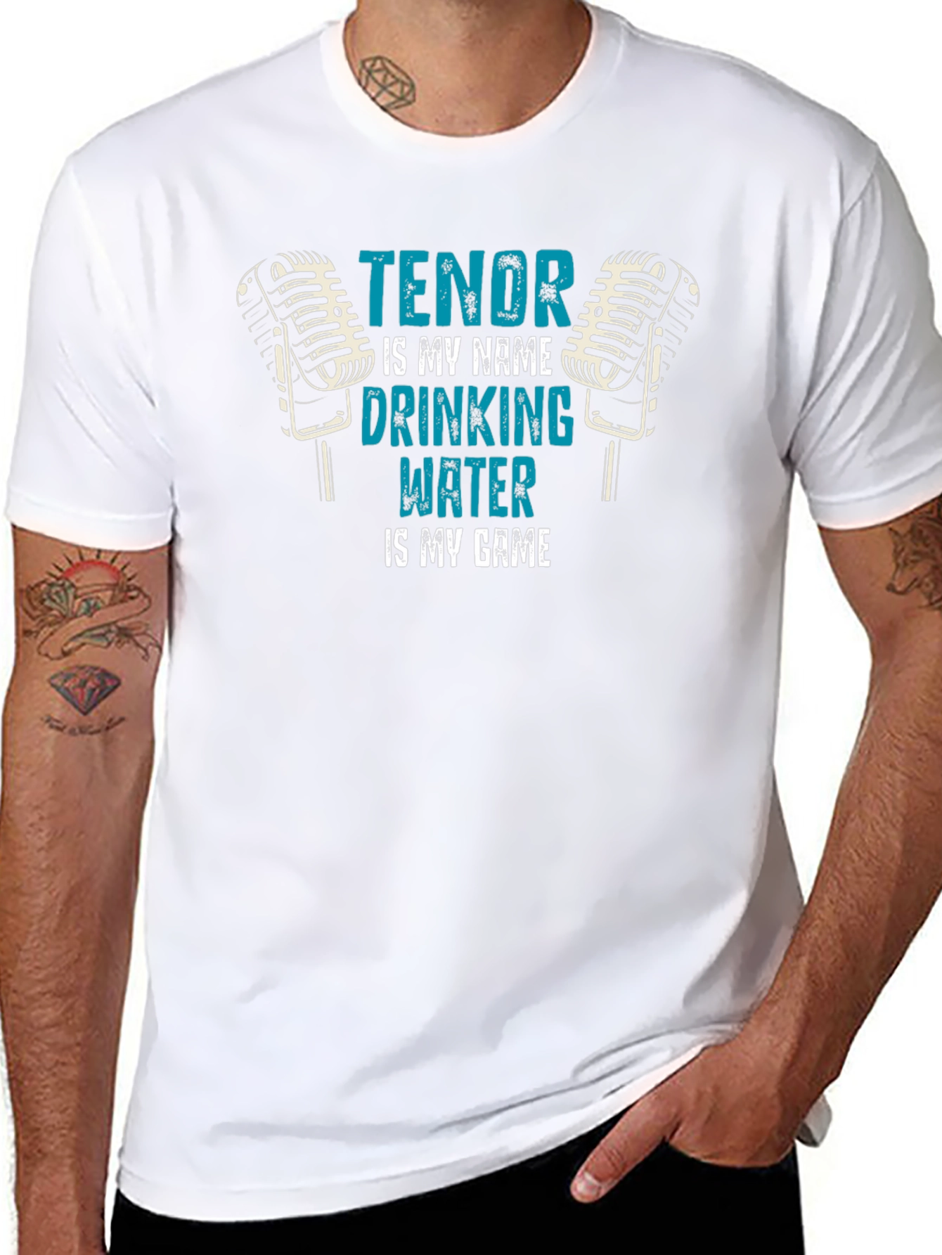 Black Tenor Singer Water Drinking T-Shirt view 8