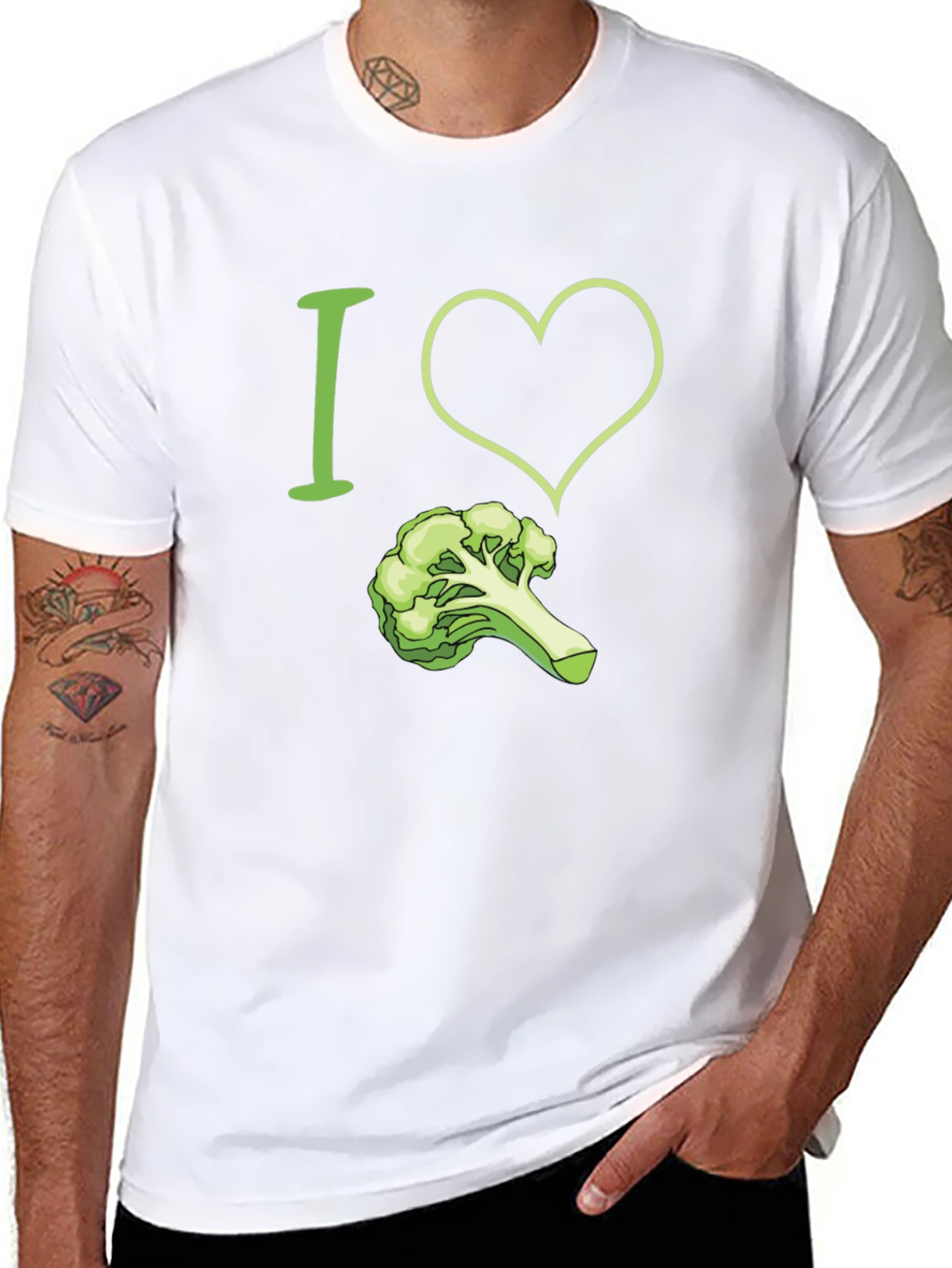 Black I Love Broccoli T-Shirt - Funny Vegan Tee view 8
