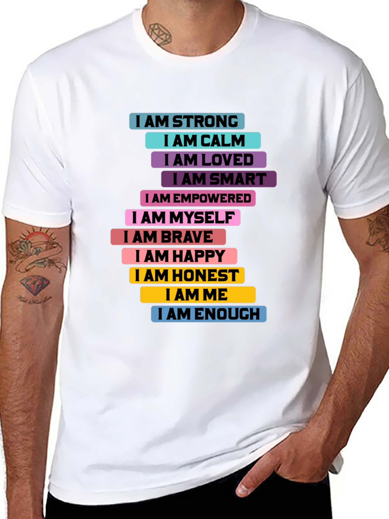 Black Inspirational "I AM" T-Shirt - Positive Affirmations view 8