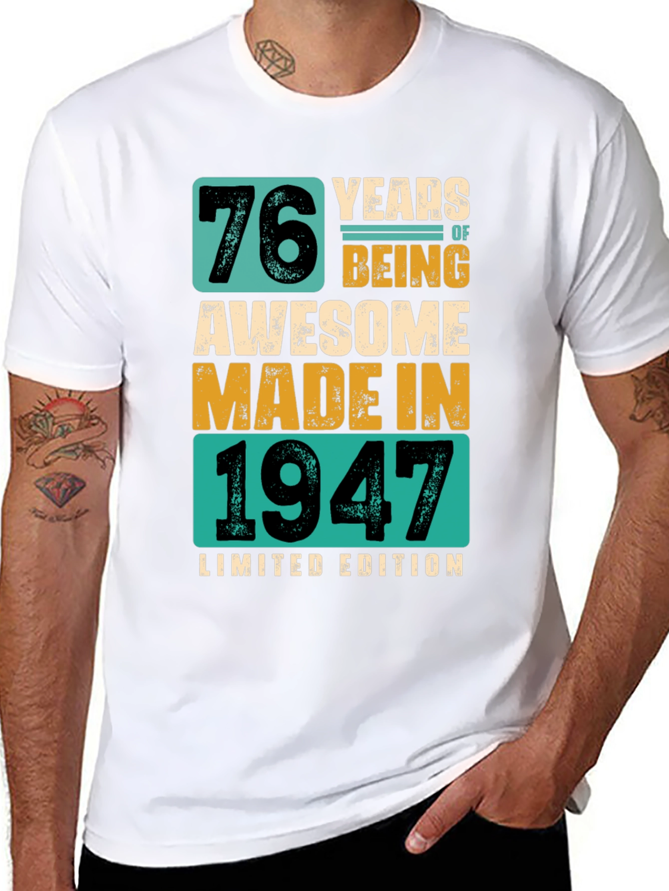 Black 76 Years Awesome T-Shirt Made in 1947 Limited Edition view 8