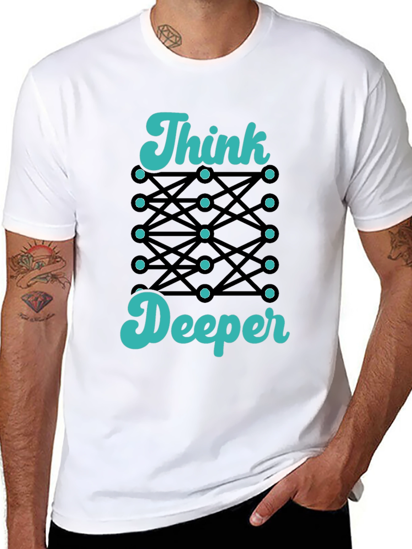 Black Think Deeper Graphic Tee - Black Cotton T-Shirt view 8