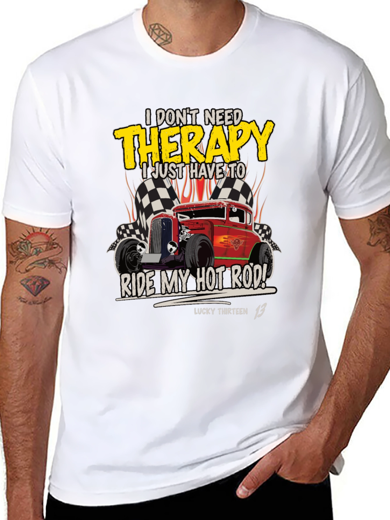 Black Hot Rod Therapy T-Shirt - Lucky Thirteen 13 view 8