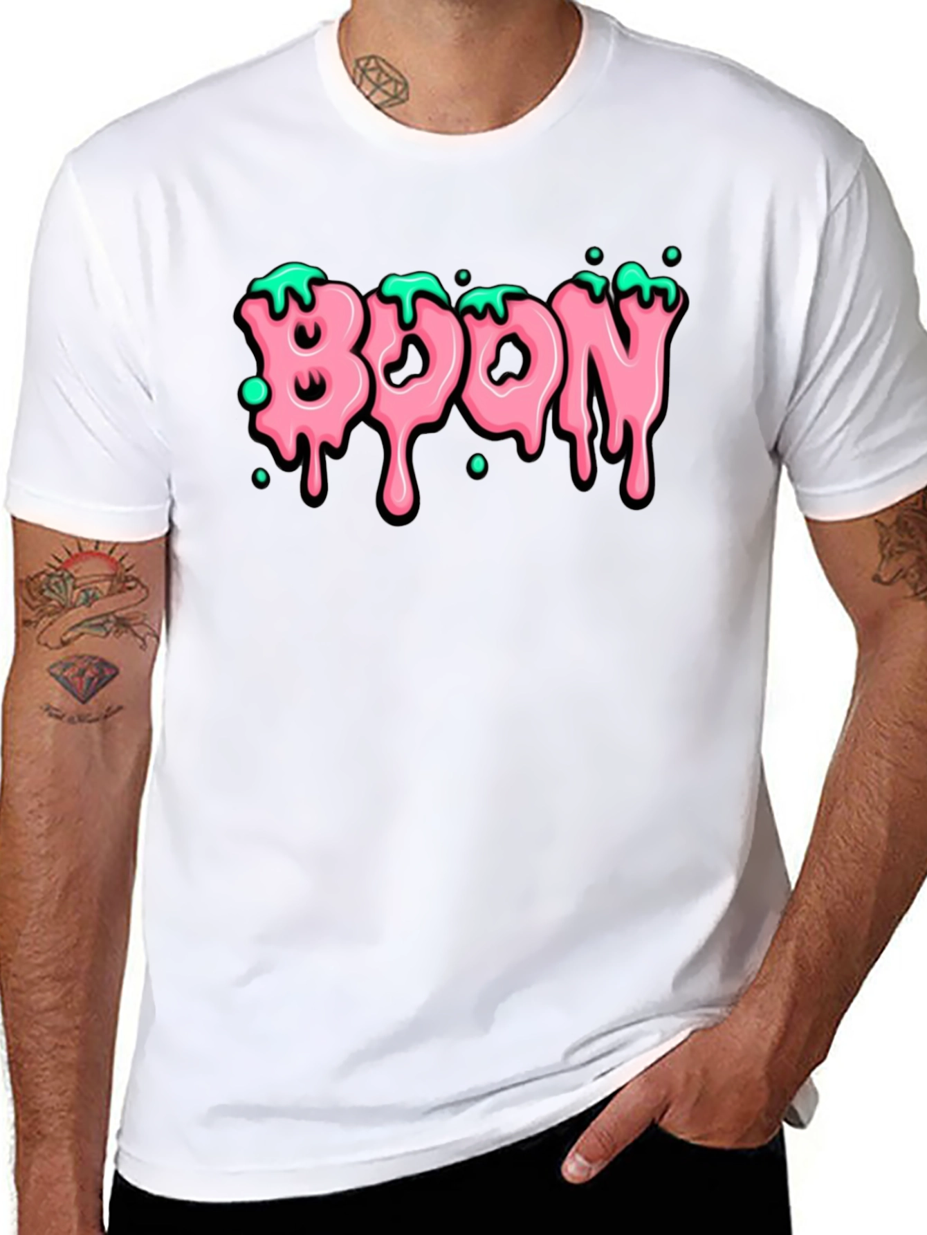 Black Boon Graphic Tee - Pink Slime Drip Design - Casual Comfort view 8