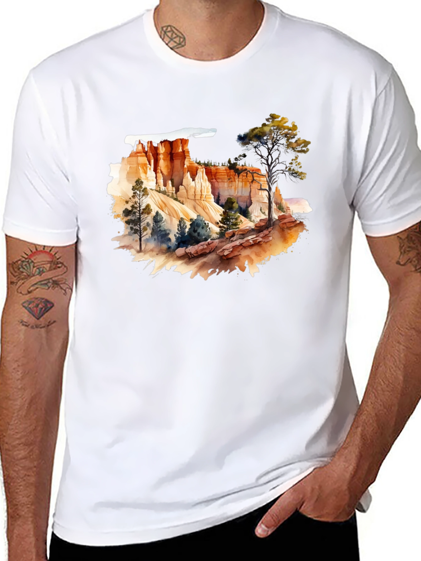 Black Bryce Canyon Watercolor Graphic Tee - Black view 8