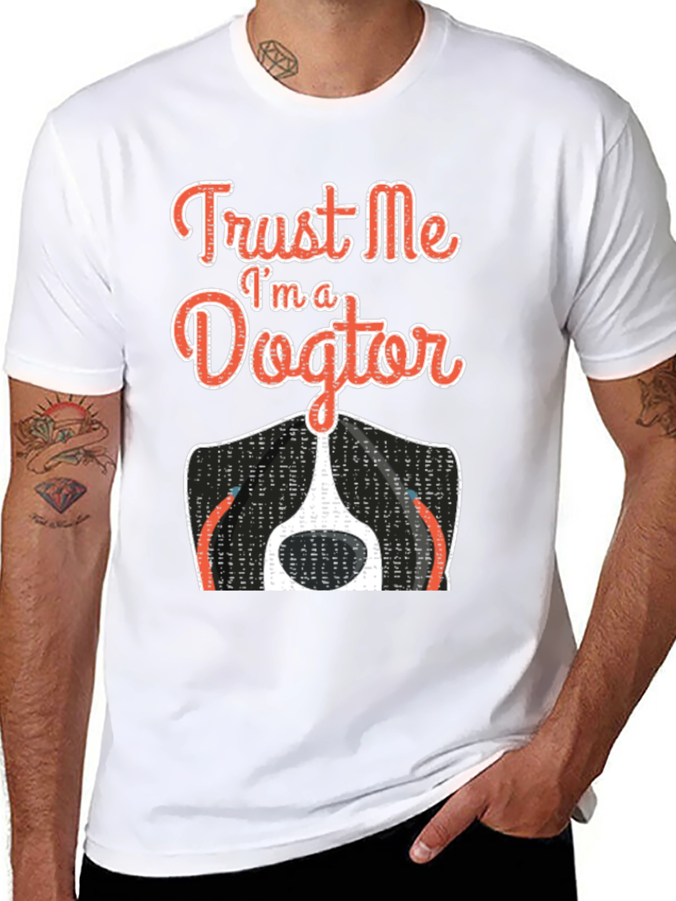 Black Trust Me I'm A Dogtor Funny Dog T-Shirt view 8