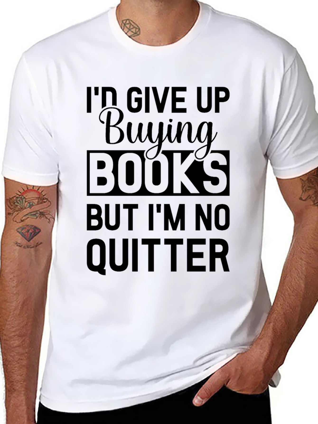 Black Funny Book Lover T-Shirt: I'd Give Up Buying Books! view 8