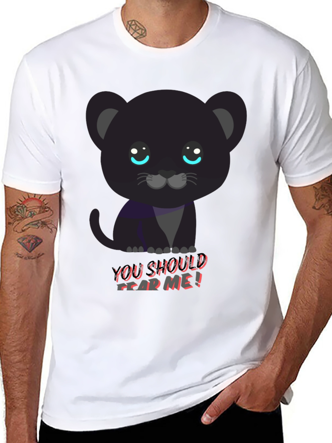 Black Cute Black Panther Tee - You Should Fear Me! view 8