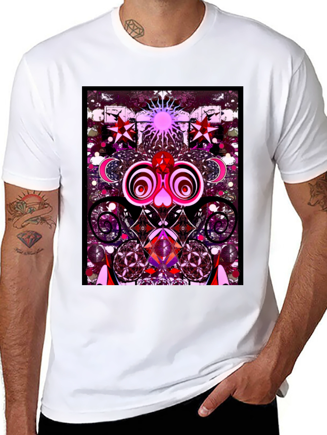 Black Psychedelic Art Graphic Tee view 8