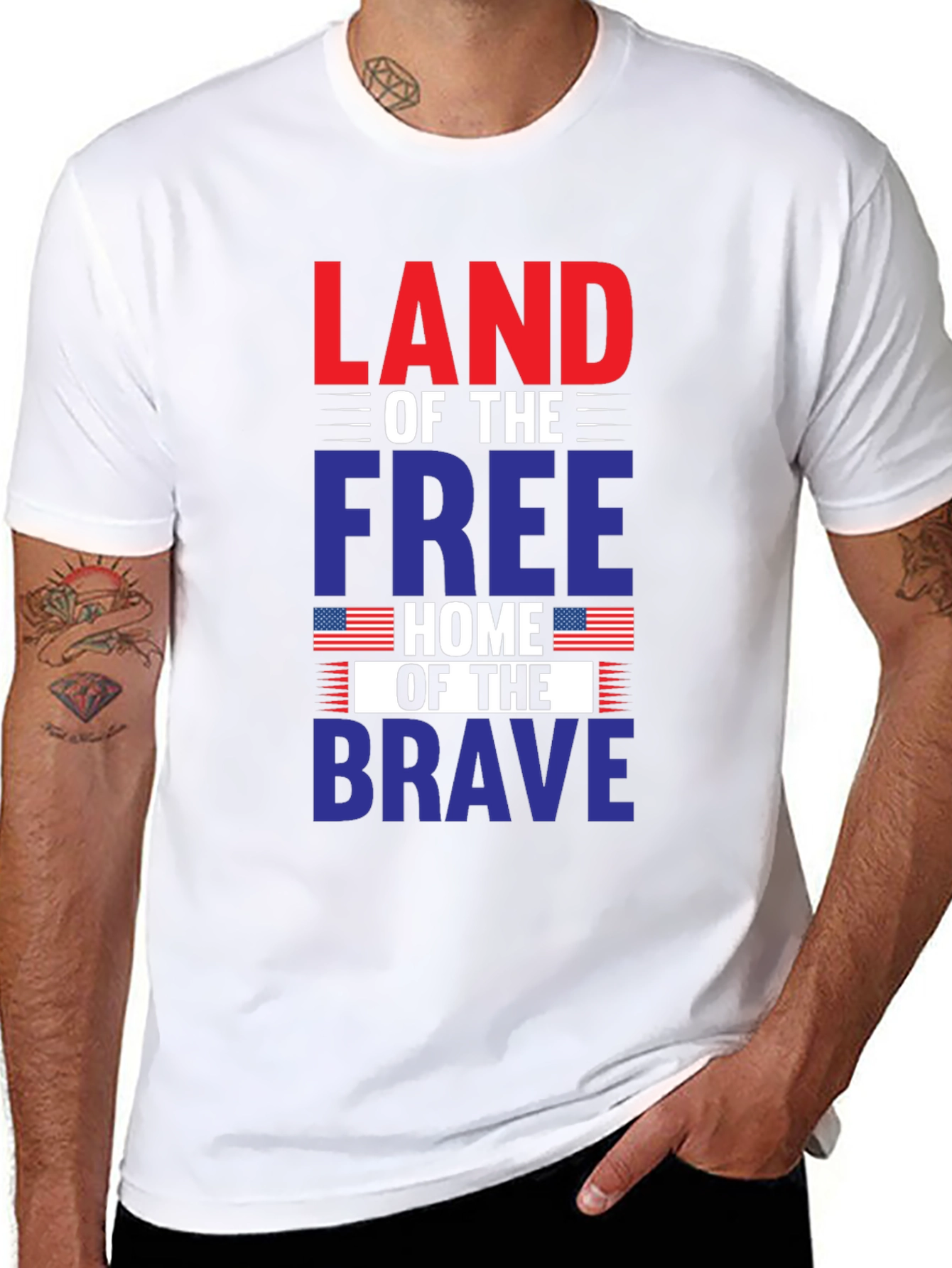 Black Patriotic T-Shirt: Land of the Free, Home of the Brave view 8