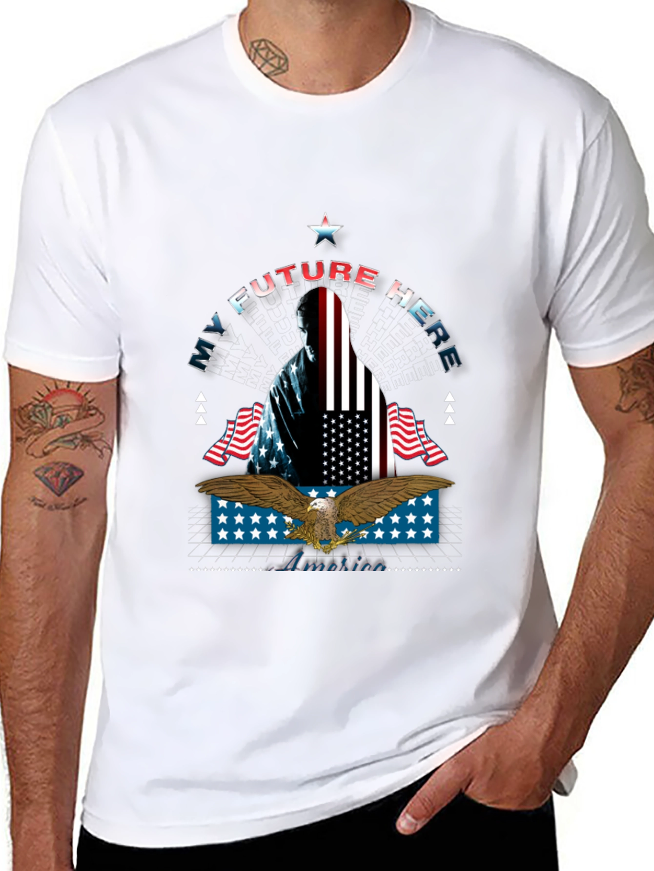 Black My Future Here Patriotic Eagle T-Shirt view 8