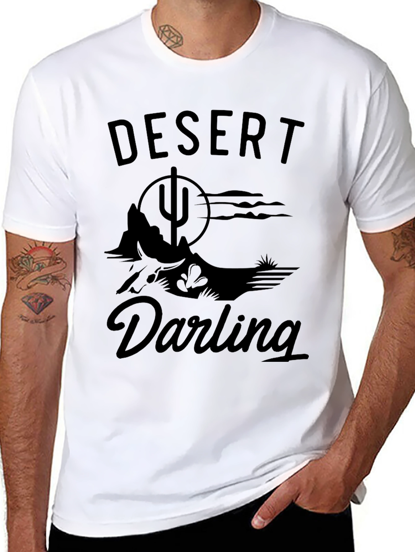 Black Desert Darling Graphic T-Shirt - Black Cotton Tee view 8