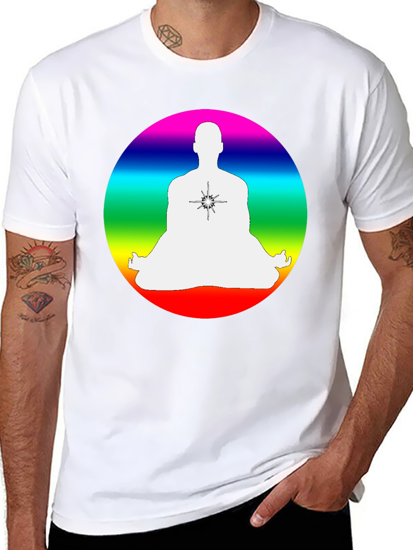 Black Rainbow Chakra Meditation T-Shirt - Black view 8