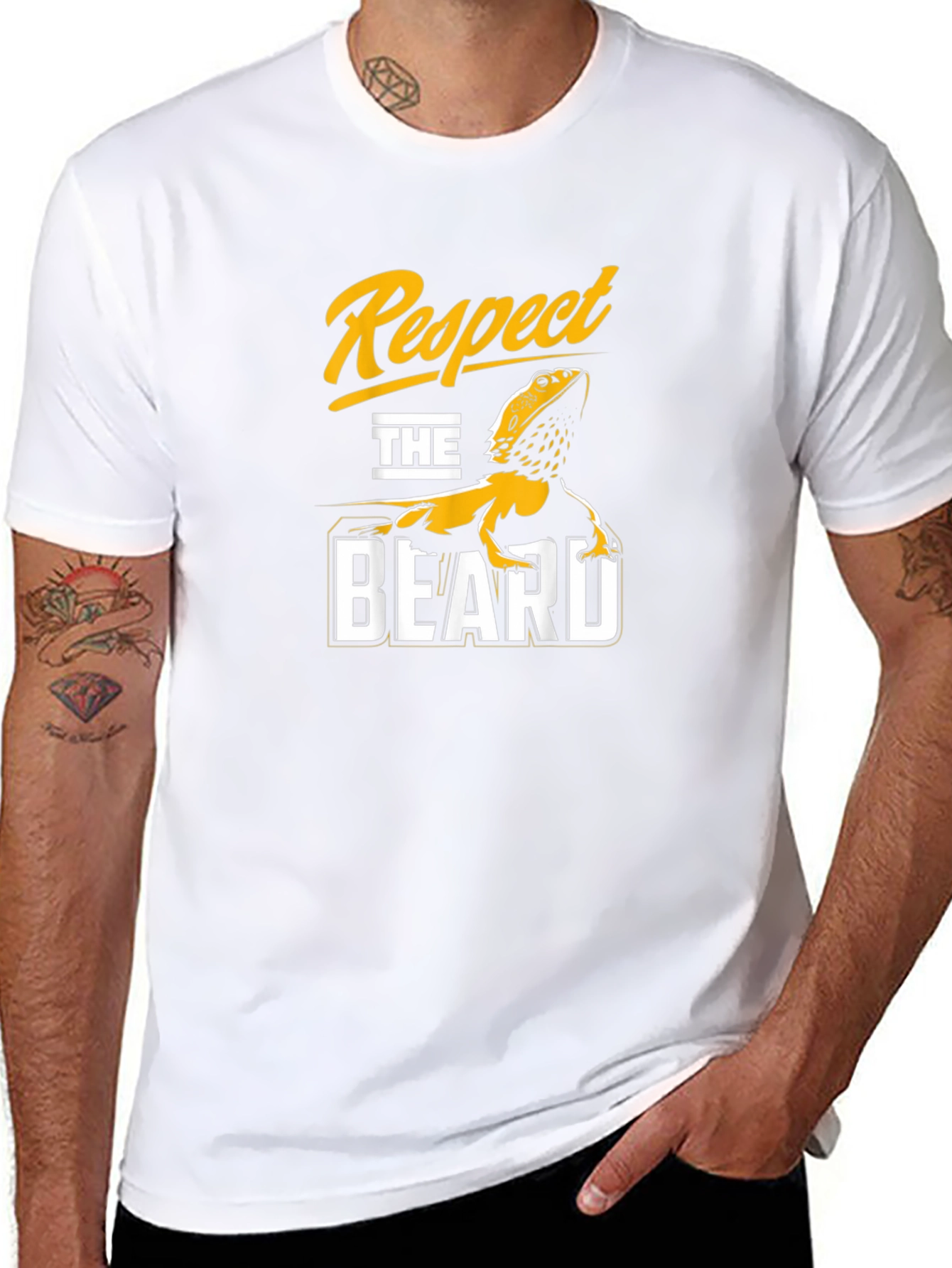 Black Respect the Beard T-Shirt - Bearded Dragon Design view 8